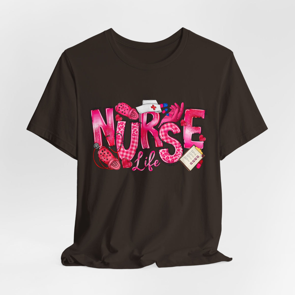 Nurse Life Graphic Tee - Pink Medical Icons