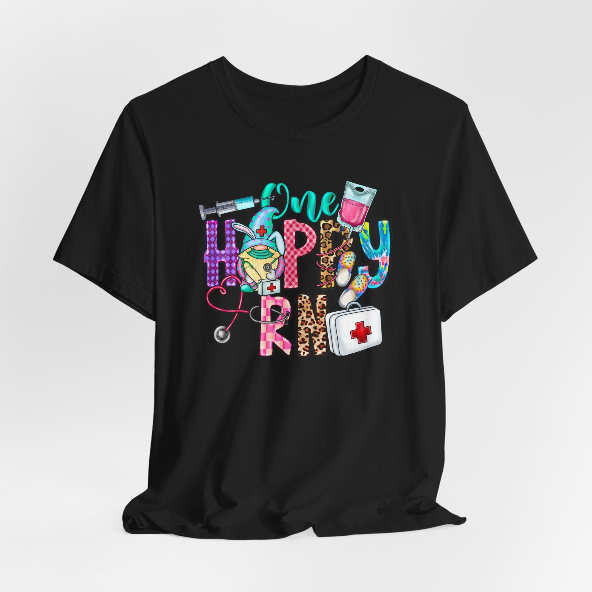 Nurse 'One Happy RN' Graphic Tee – Cute Colorful Nursing T-Shirt
