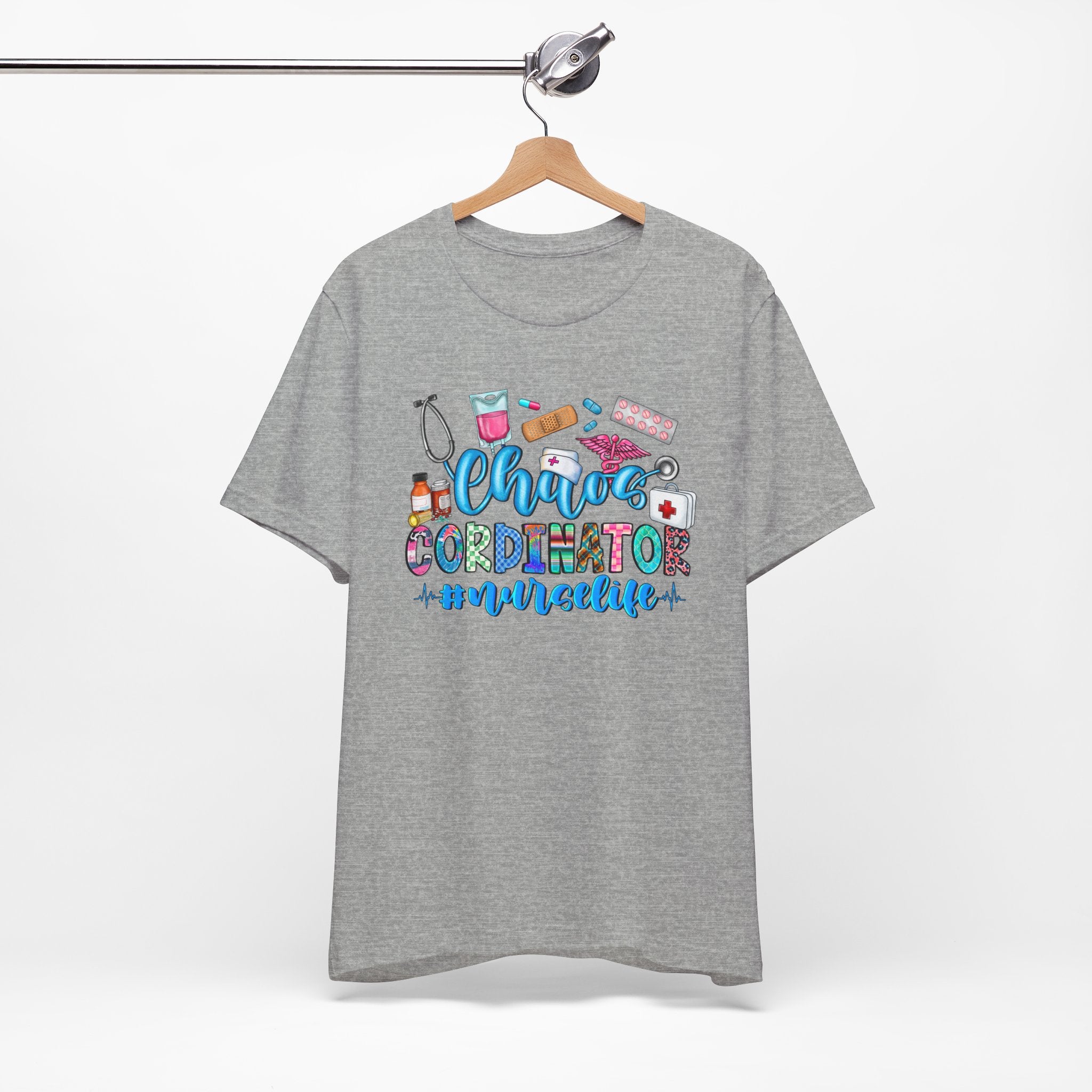 Chaos Coordinator Nurse T-Shirt – Cute Medical Icons Nursing Tee