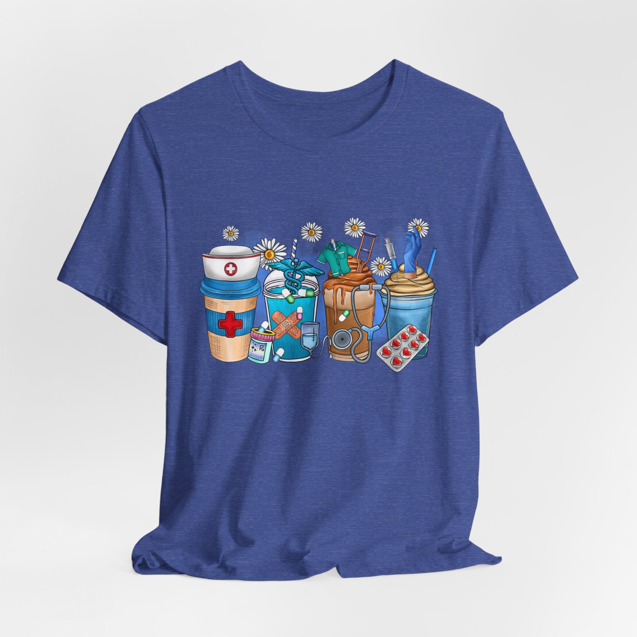 Nurse Life T‑Shirt — Cute Medical Coffee & Scrubs Illustration Tee