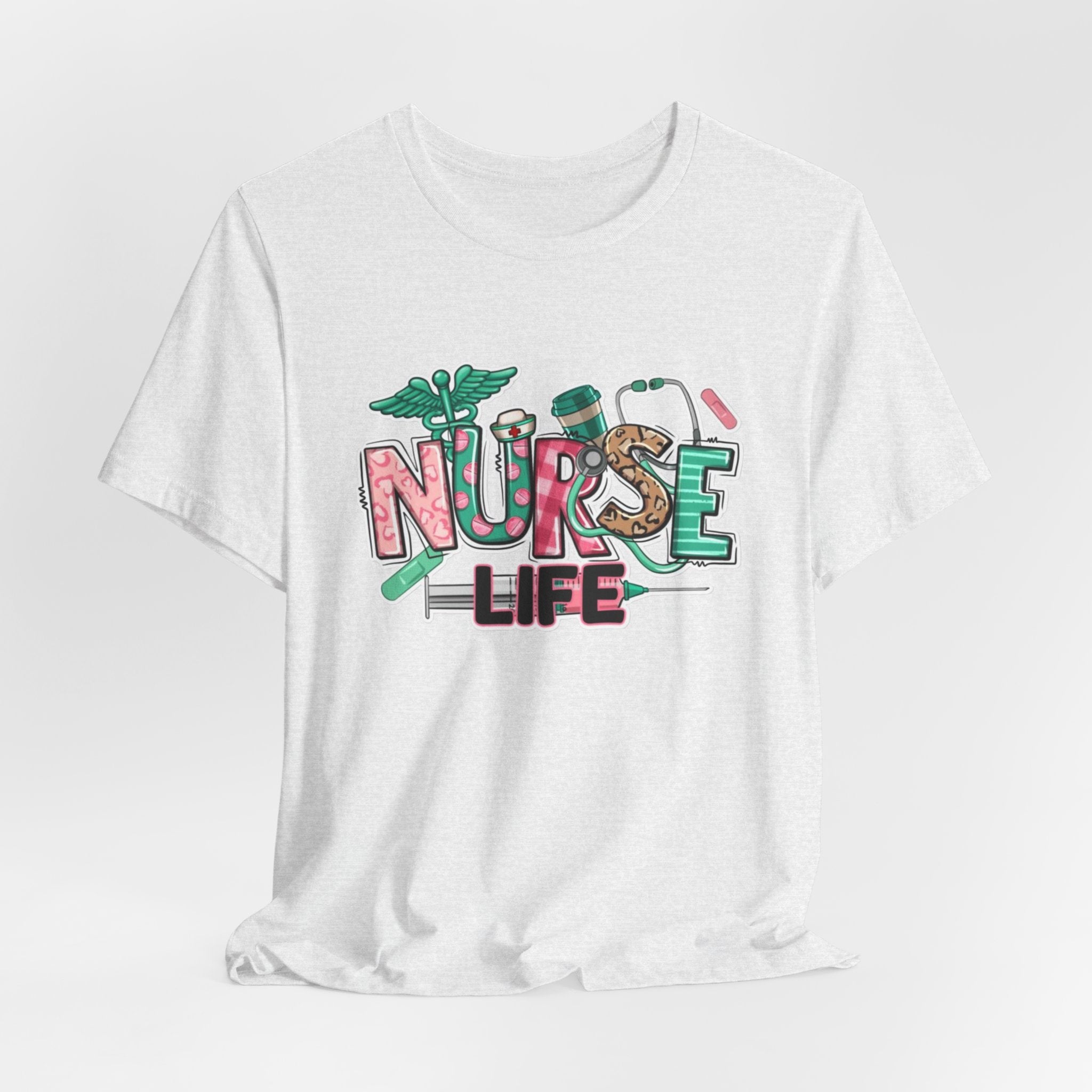 Nurse Life T-Shirt – Cute Medical Scrubs Tee with Stethoscope & Pill Graphic