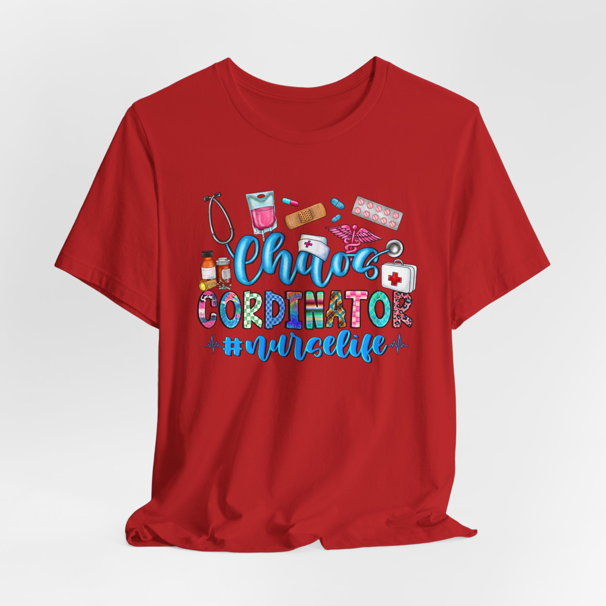 Chaos Coordinator Nurse T-Shirt – Cute Medical Icons Nursing Tee