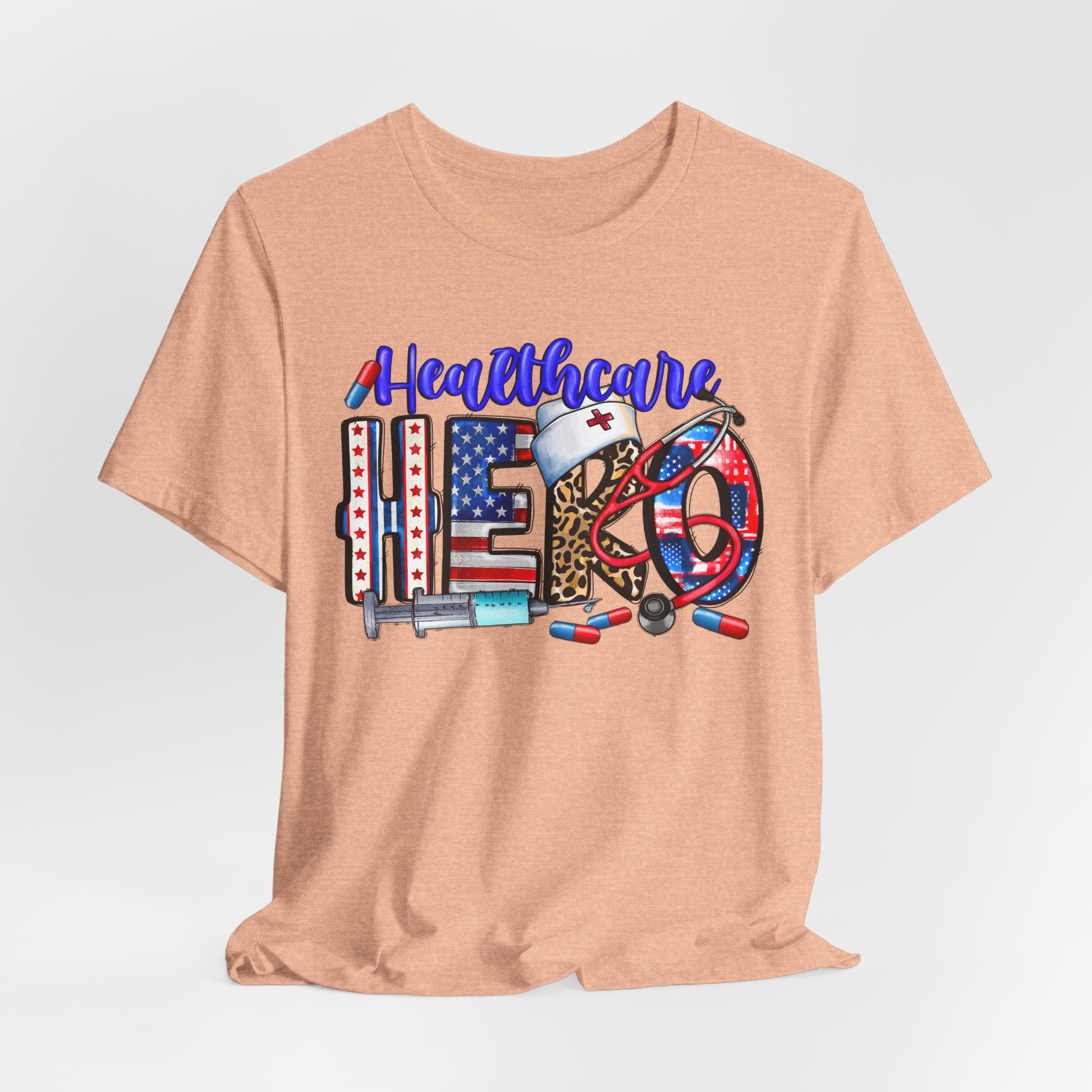 Healthcare Hero Tee — American Flag RN LPN Nursing Graphic T-Shirt