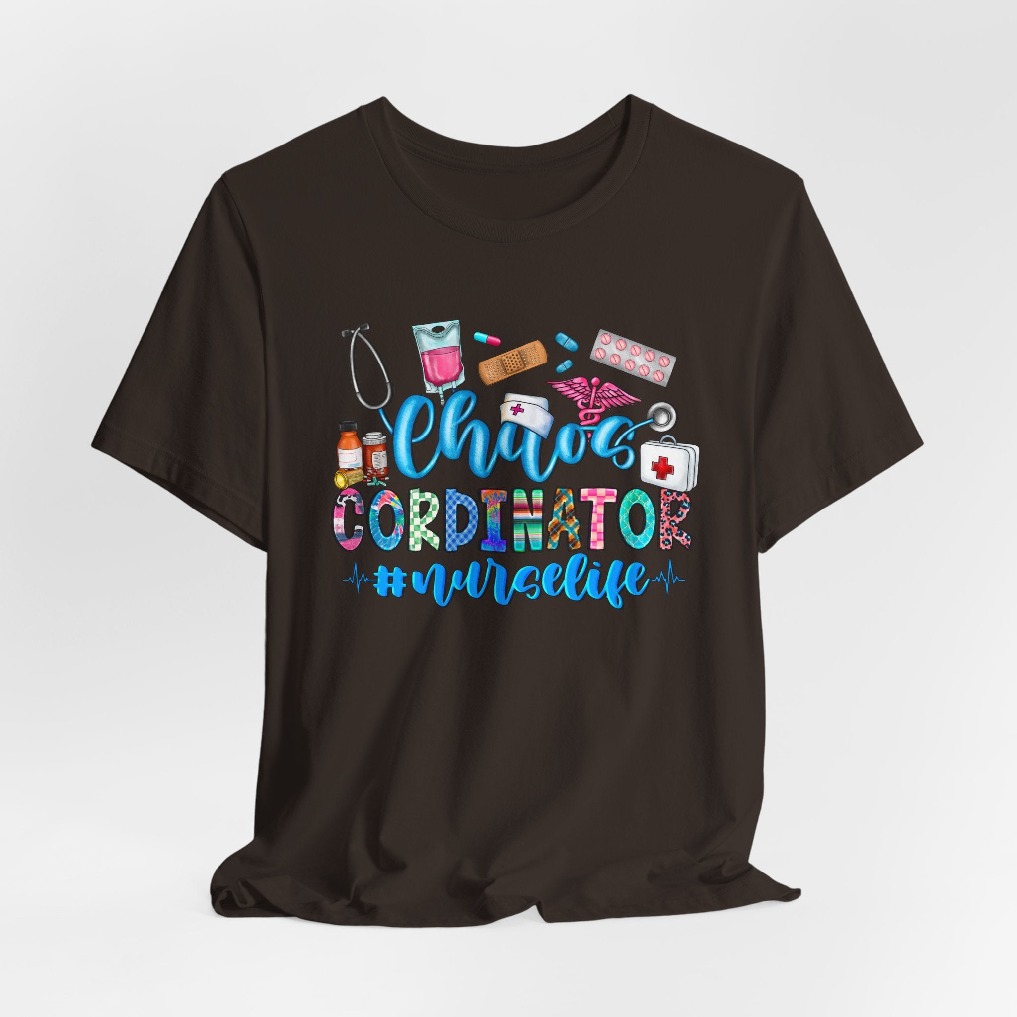 Chaos Coordinator Nurse T-Shirt – Cute Medical Icons Nursing Tee
