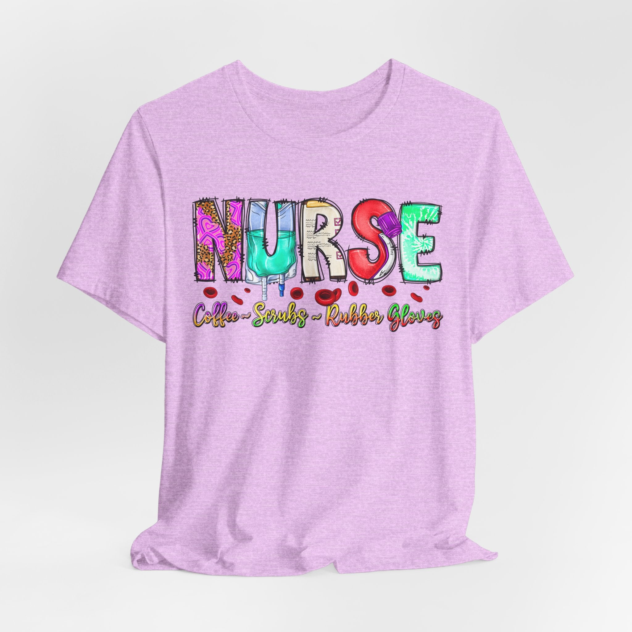 Nurse Flowers Graphic Tee — "NURSE" Colorful Floral Font with Hearts