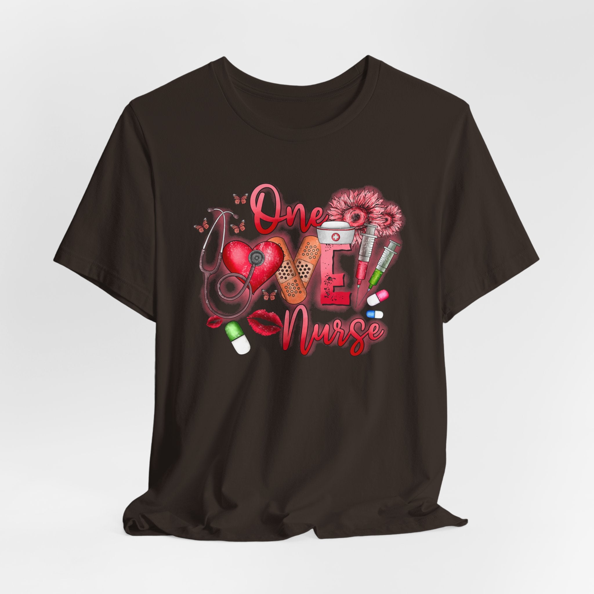 Nurse Tee — 'One Love Nurse' Floral Medical Graphic Shirt