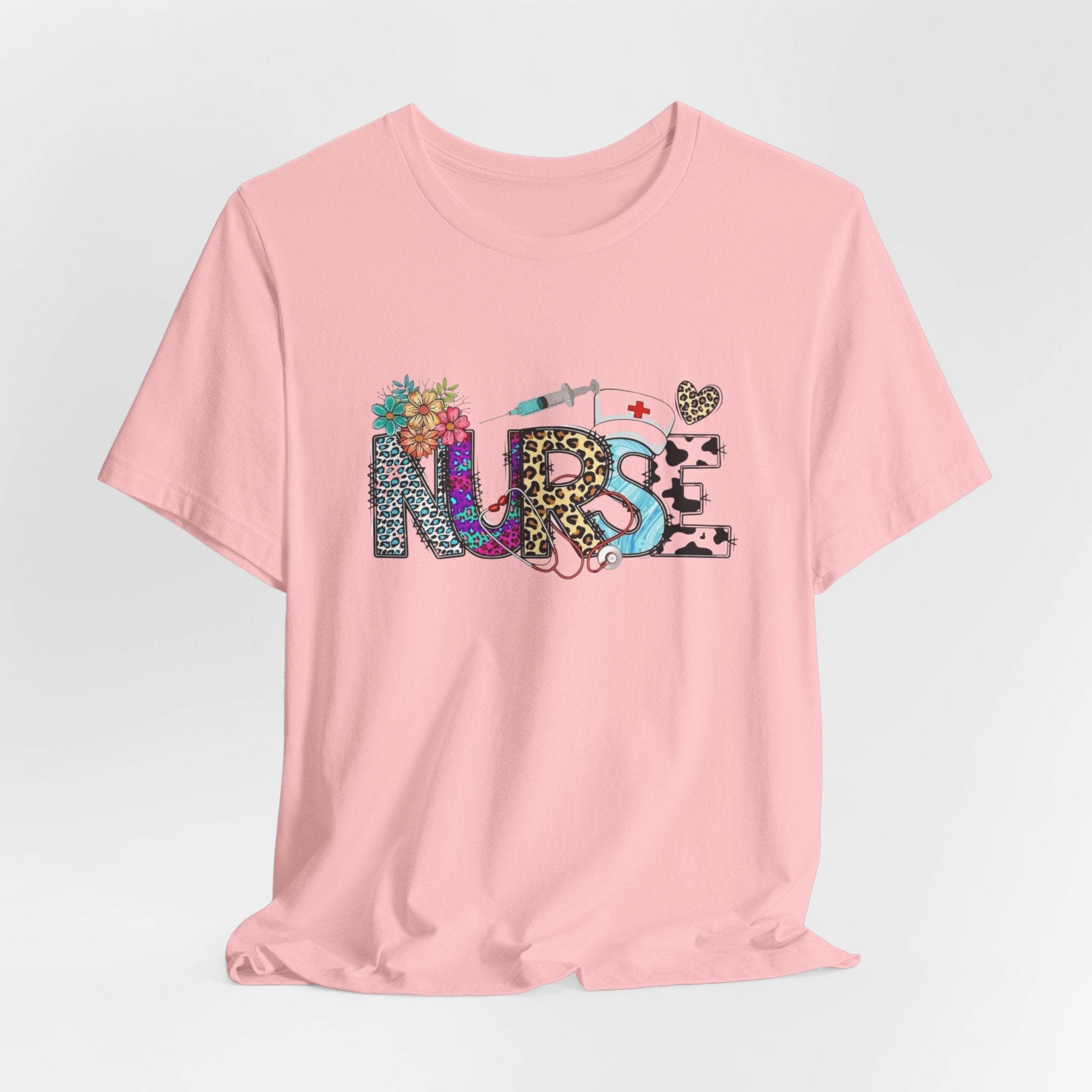 Nurse Floral & Leopard Graphic Tee — Cute Nursing Shirt
