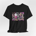 Nurse Floral Stethoscope Tee – Cute Nursing Scrub Shirt with Coffee & Flowers