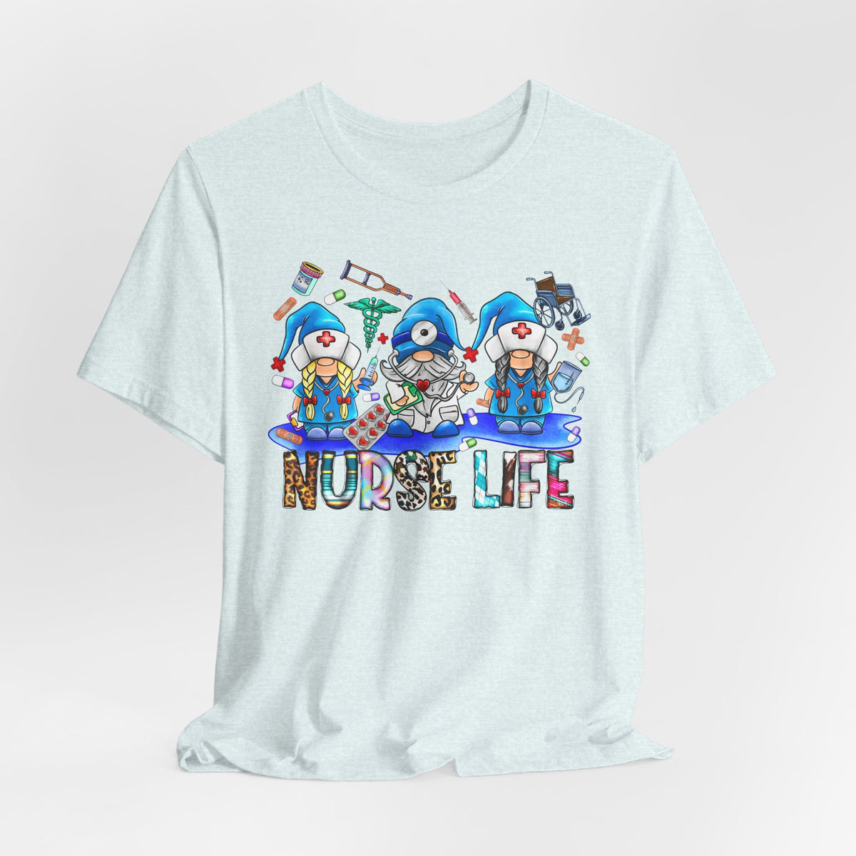 Nurse Life Graphic Tee – Cute Gnome Nurses Design