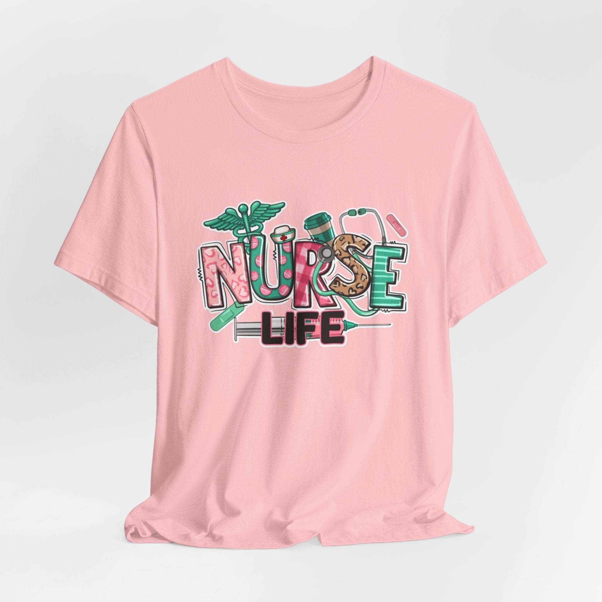 Nurse Life T-Shirt – Cute Medical Scrubs Tee with Stethoscope & Pill Graphic