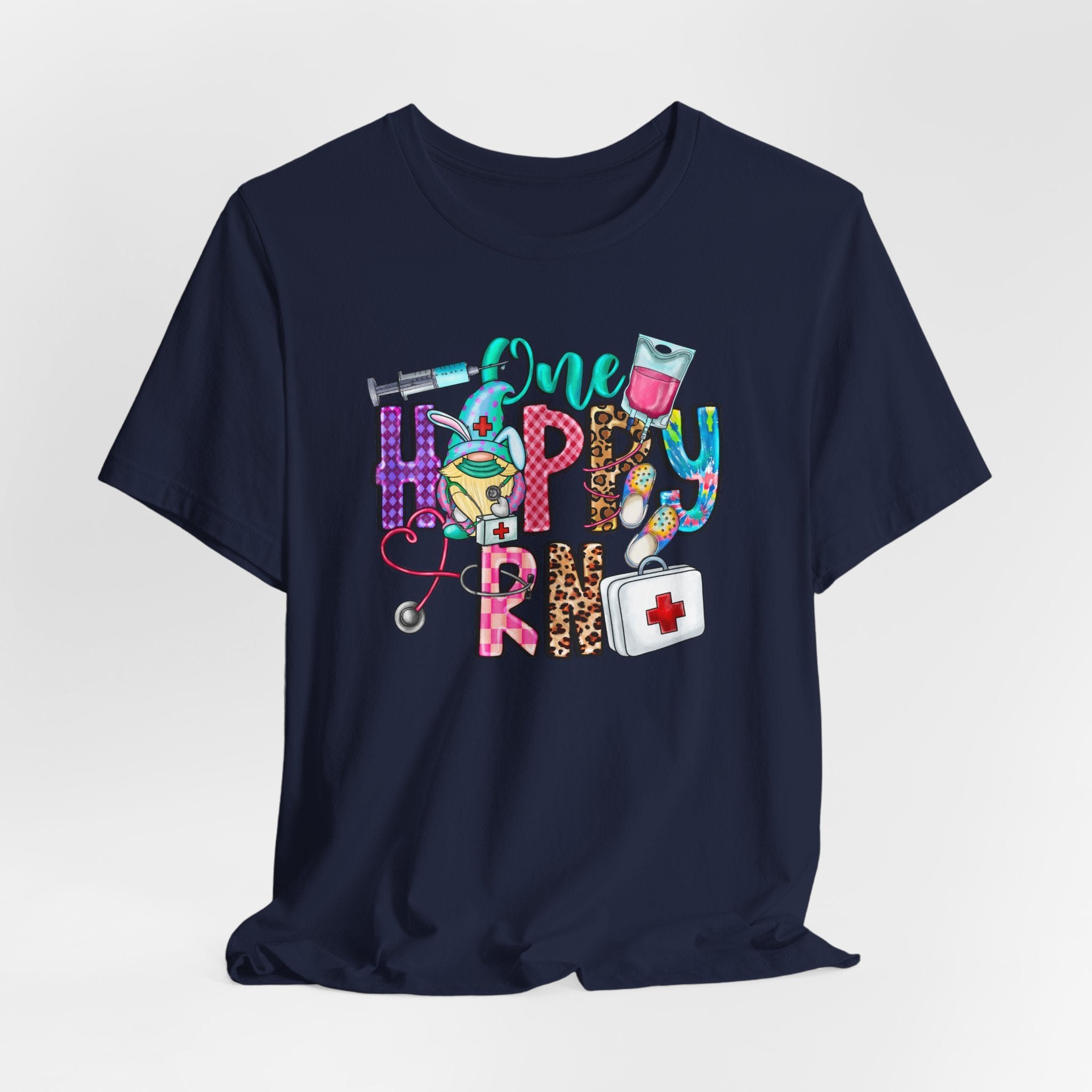 Nurse 'One Happy RN' Graphic Tee – Cute Colorful Nursing T-Shirt