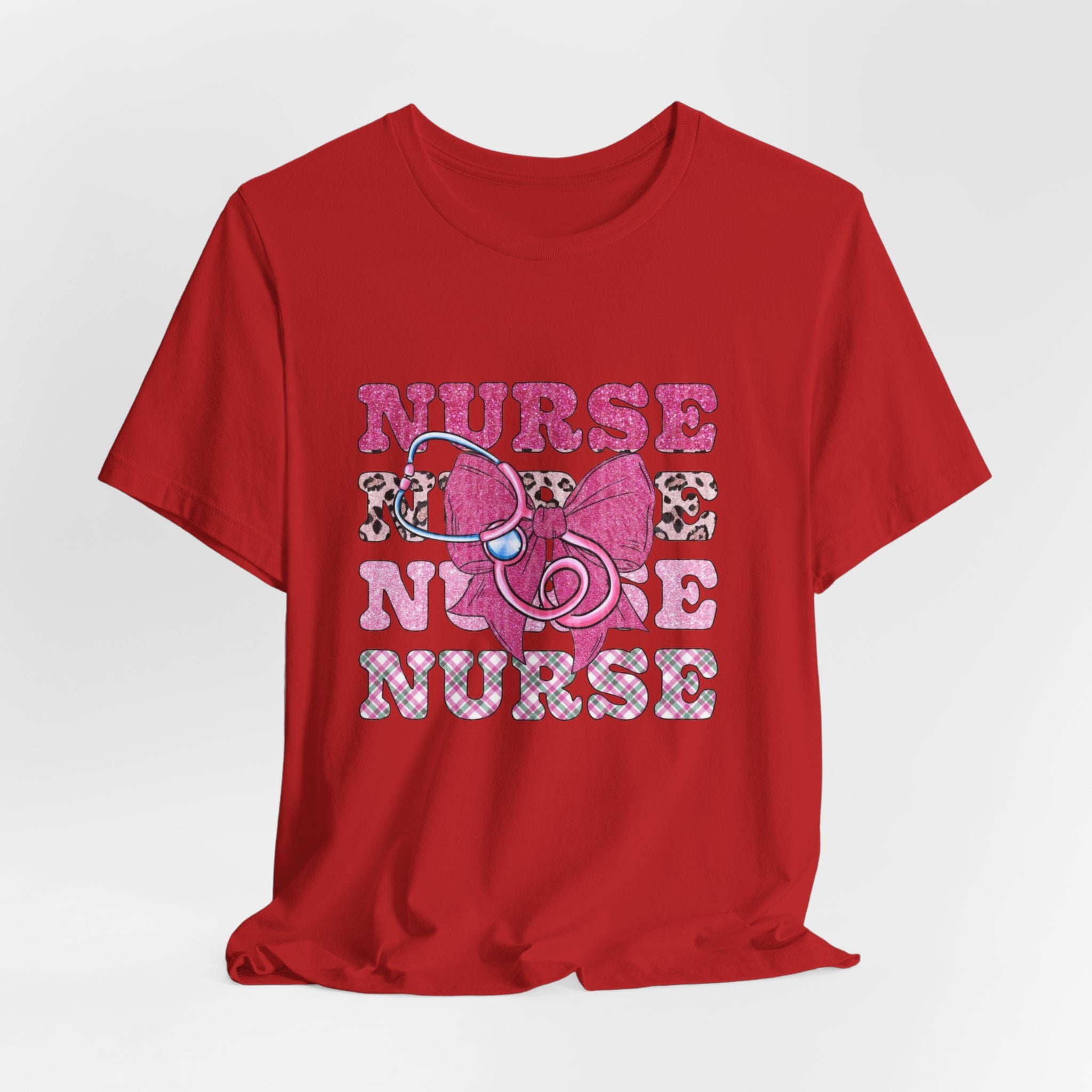 Nurse Life T-Shirt - Pink Stethoscope & Bow Graphic