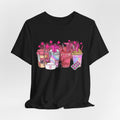 Coffee & Bubble Tea Graphic Tee — Pink Drinks Illustration