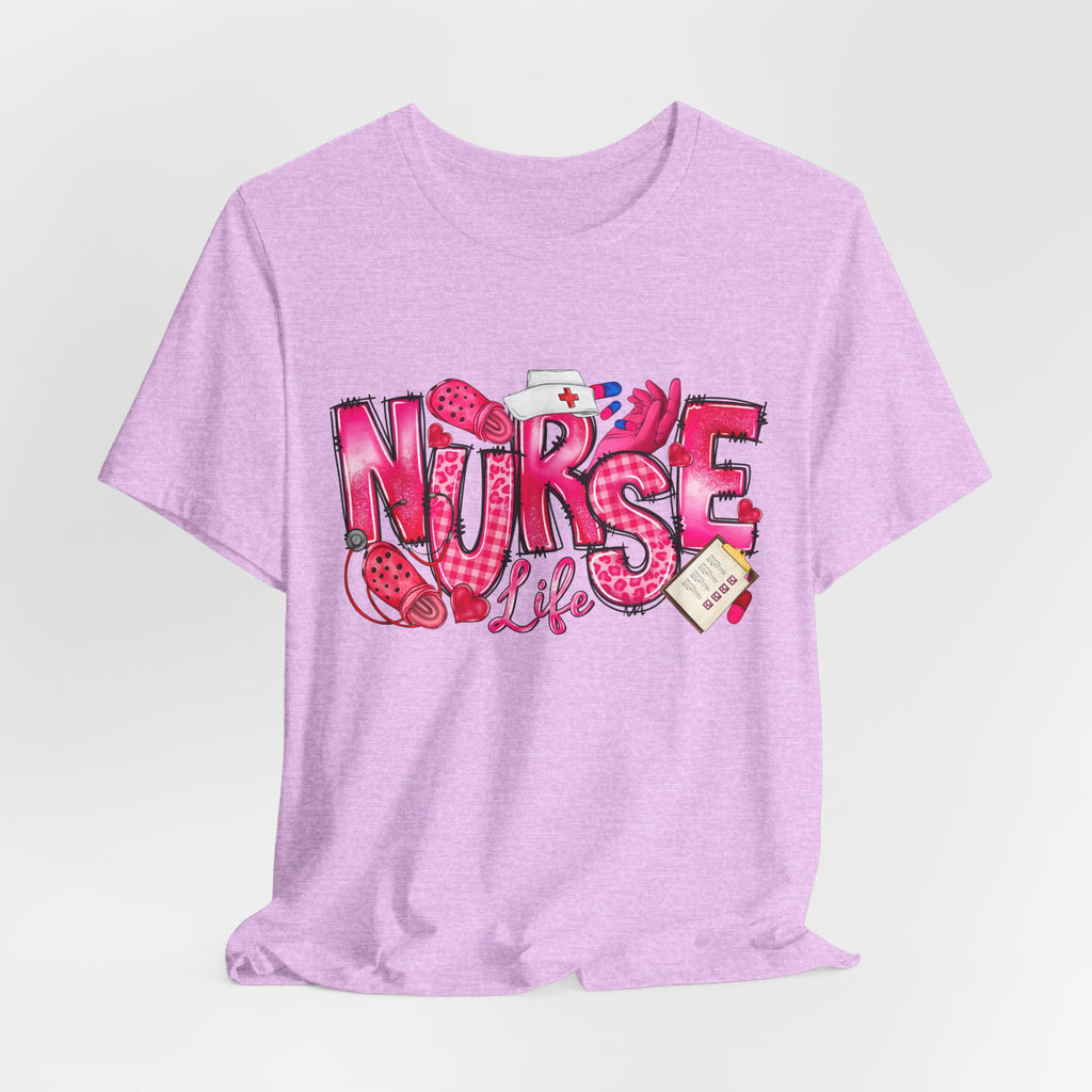 Nurse Life Graphic Tee - Pink Medical Icons