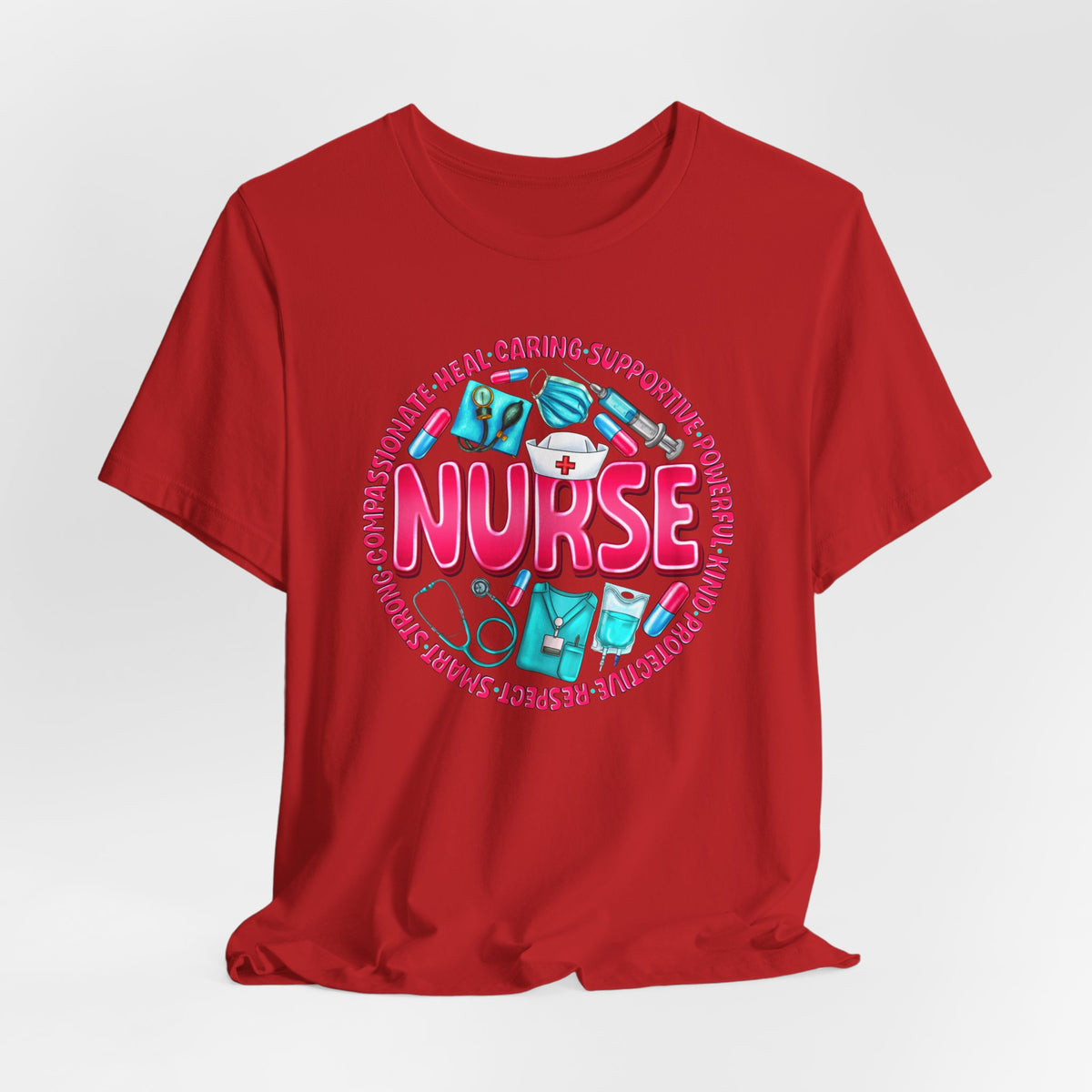 Nurse Graphic Tee – Cute Medical Icons & 'NURSE' Word Art