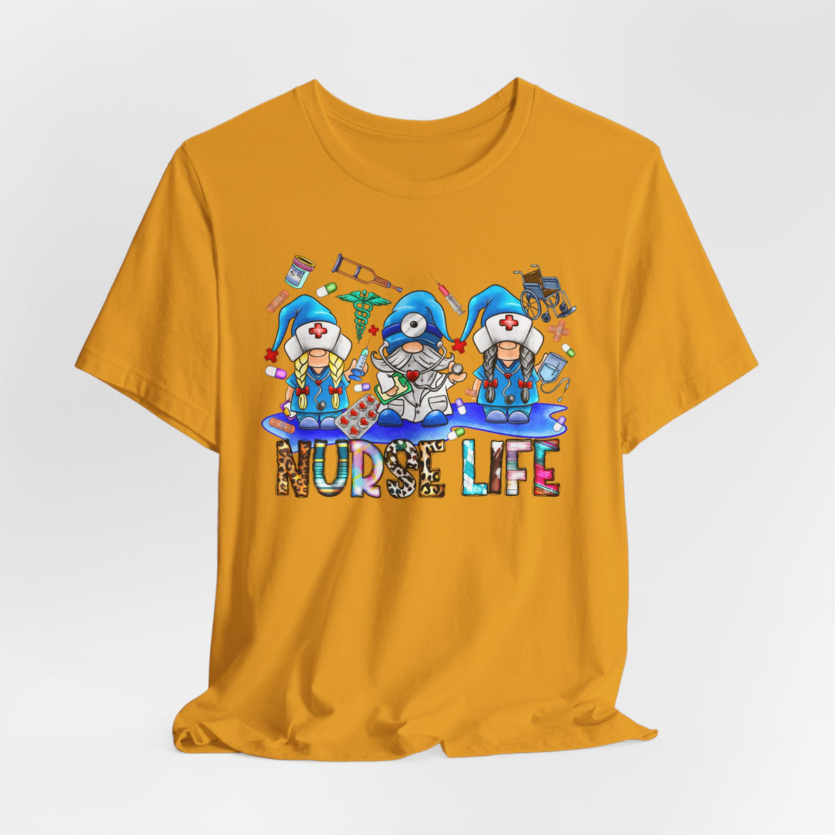 Nurse Life Graphic Tee – Cute Gnome Nurses Design