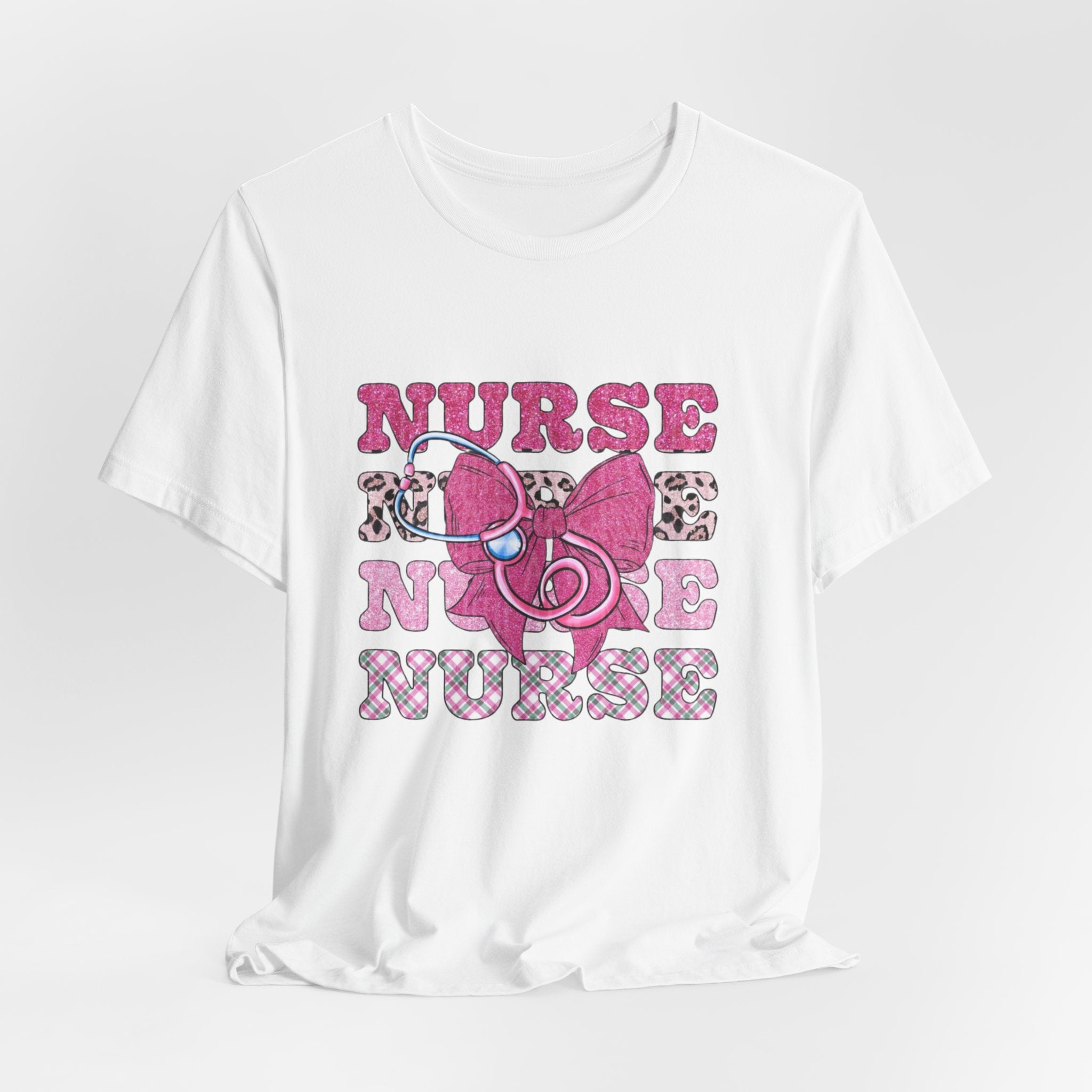 Nurse Life T-Shirt - Pink Stethoscope & Bow Graphic