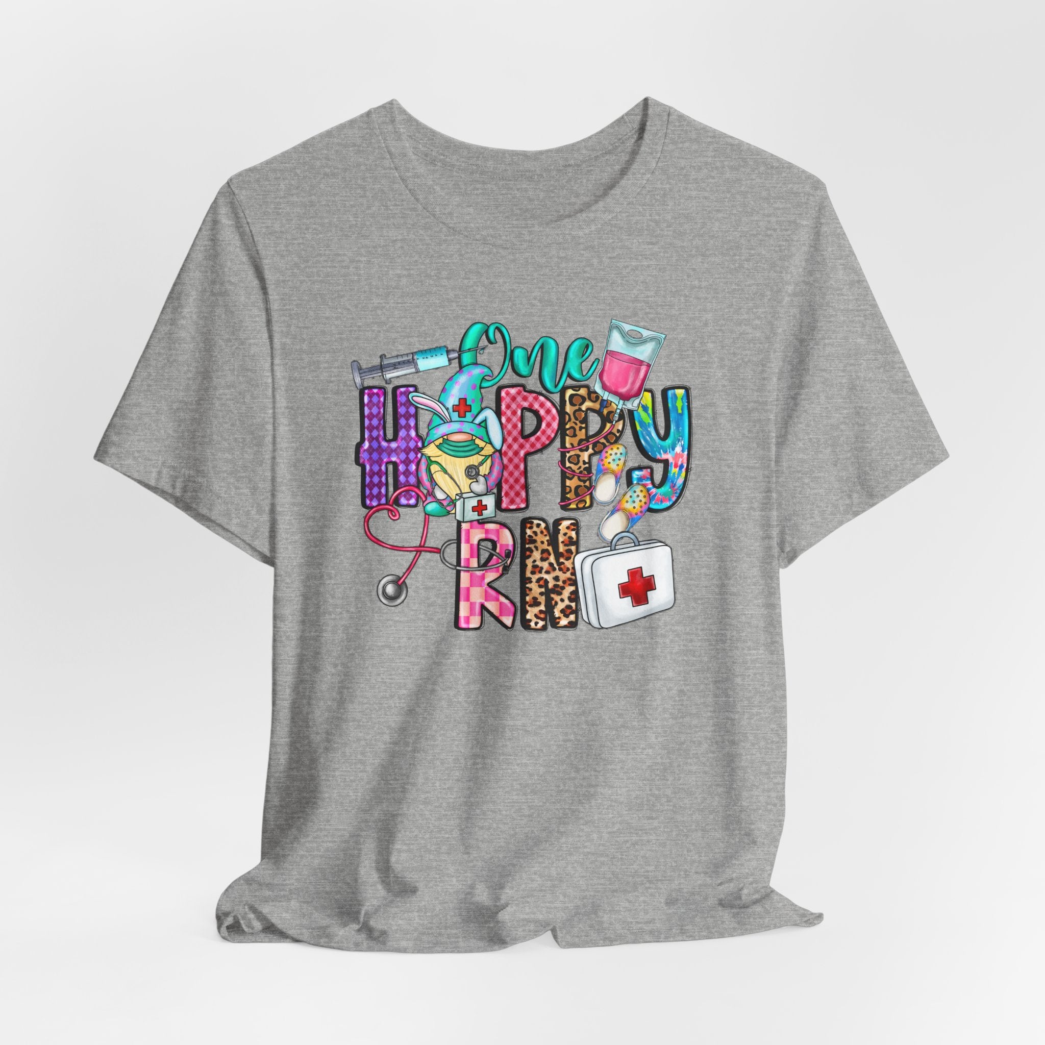 Nurse 'One Happy RN' Graphic Tee – Cute Colorful Nursing T-Shirt