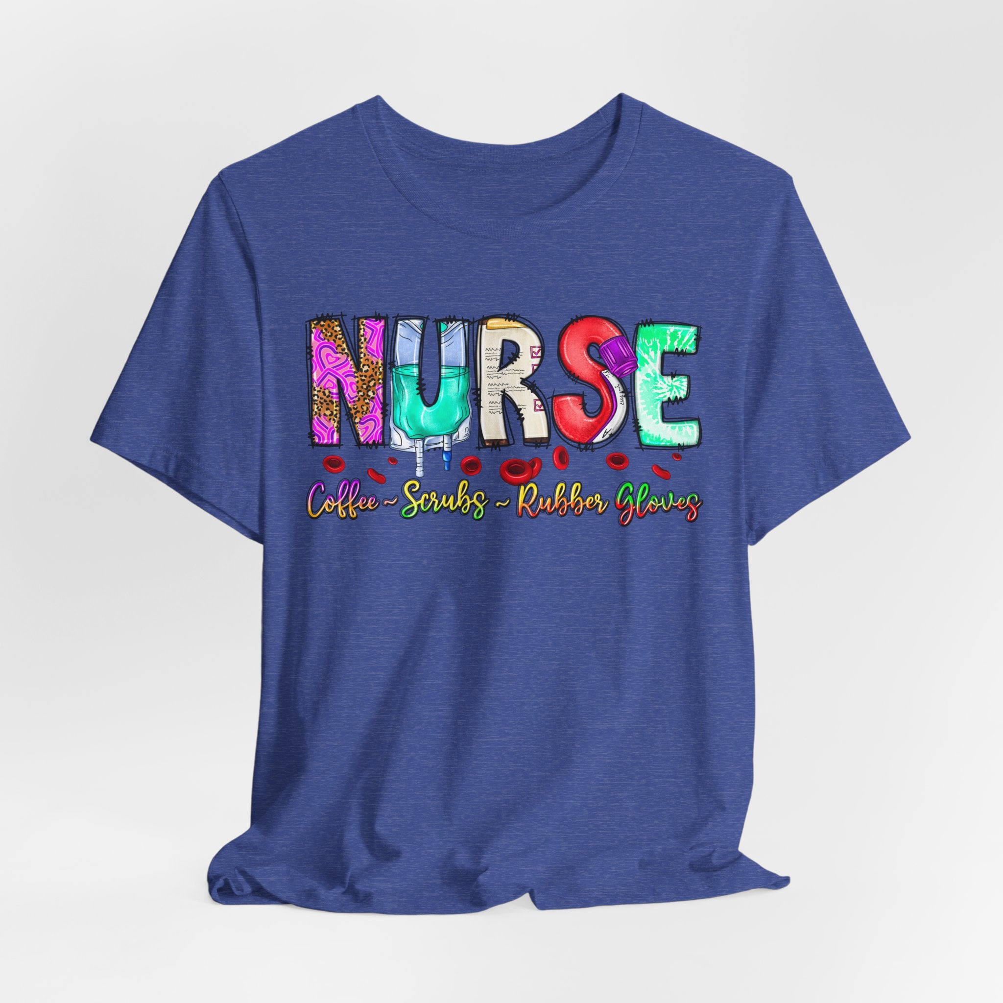 Nurse Flowers Graphic Tee — "NURSE" Colorful Floral Font with Hearts