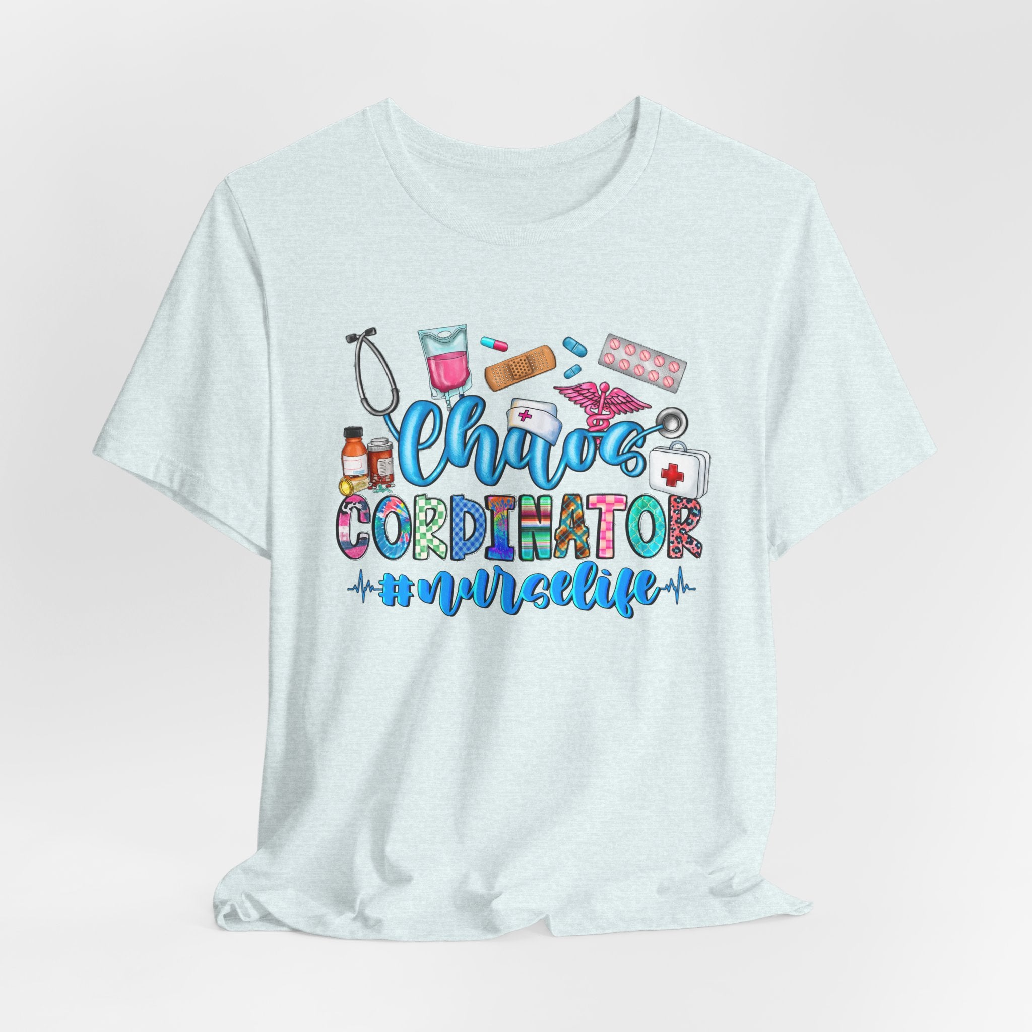 Chaos Coordinator Nurse T-Shirt – Cute Medical Icons Nursing Tee
