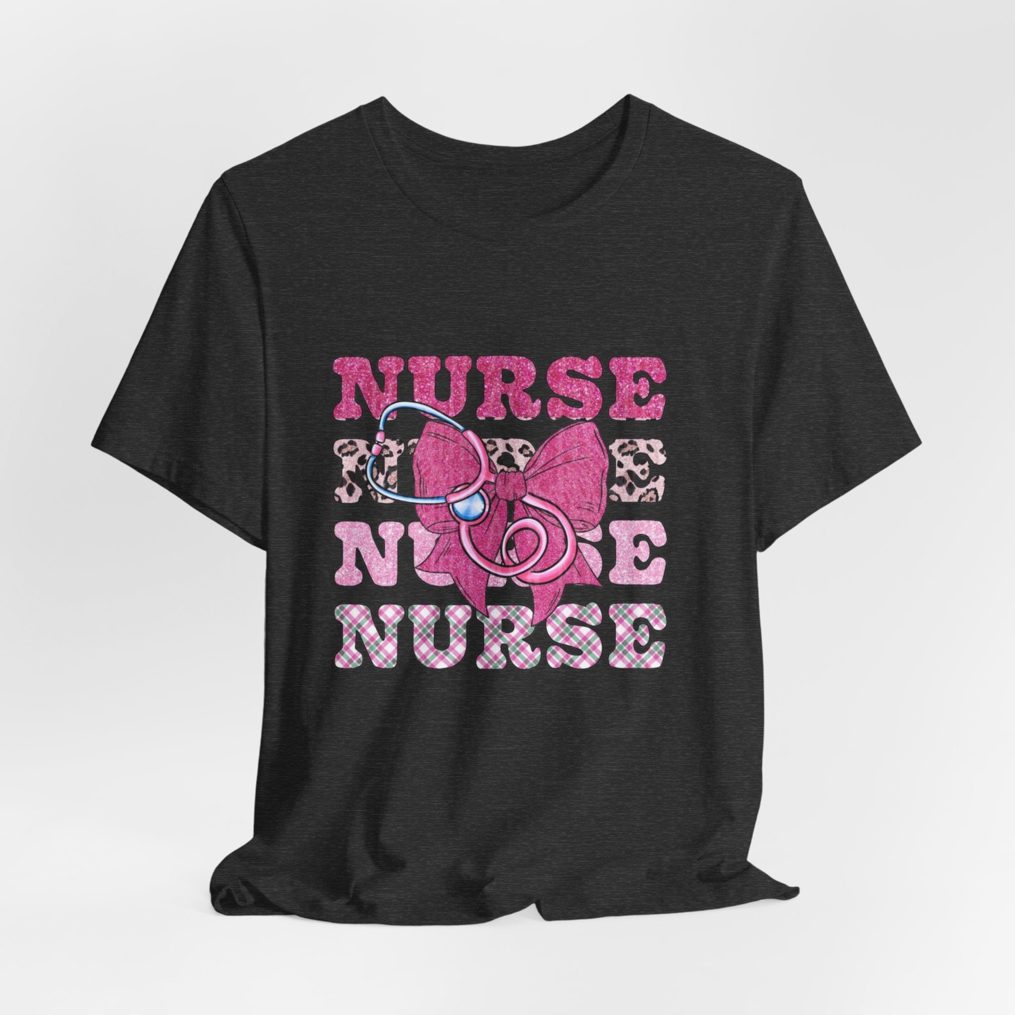 Nurse Life T-Shirt - Pink Stethoscope & Bow Graphic