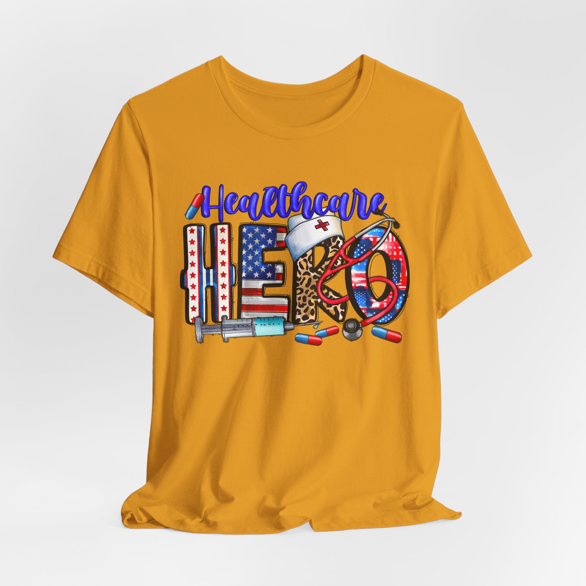 Healthcare Hero Tee — American Flag RN LPN Nursing Graphic T-Shirt