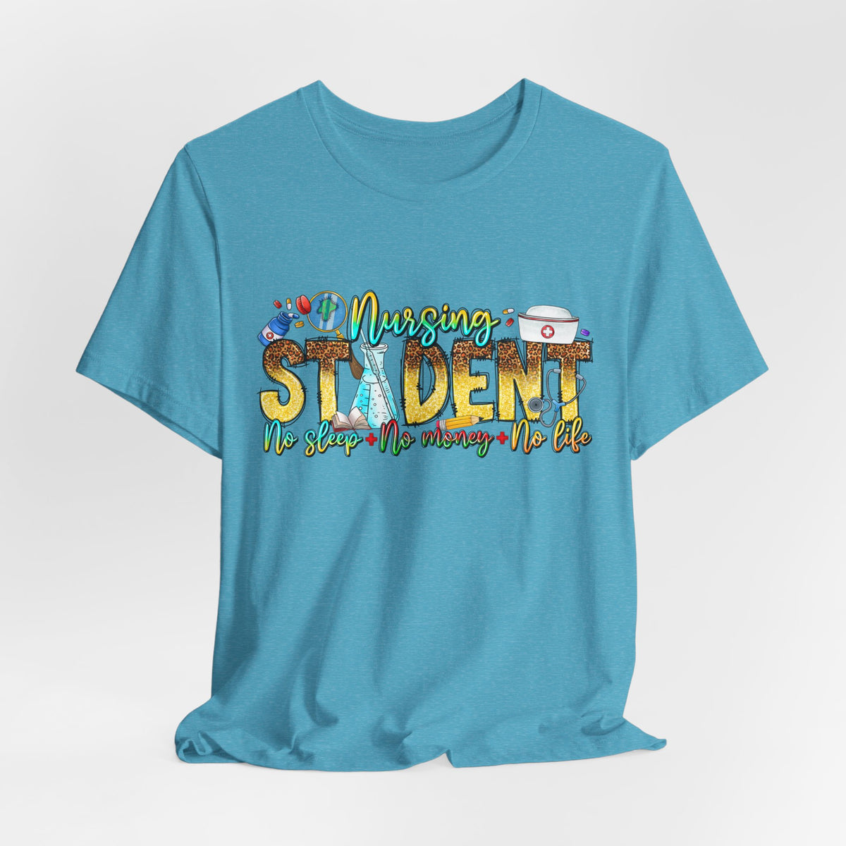 Nursing Student Graphic T-Shirt – 'Nursing Student' Cartoon Medical Icons Tee