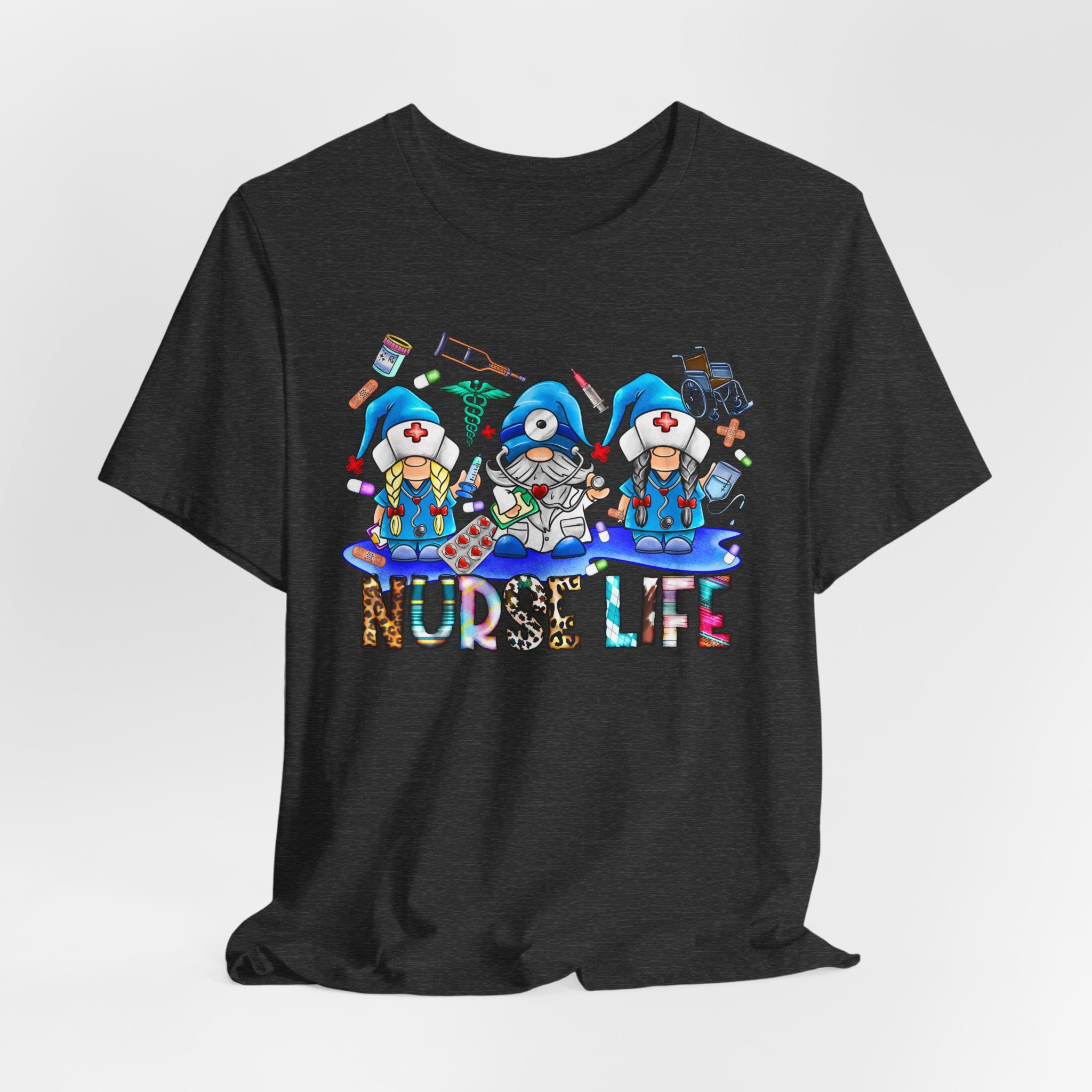 Nurse Life Graphic Tee – Cute Gnome Nurses Design