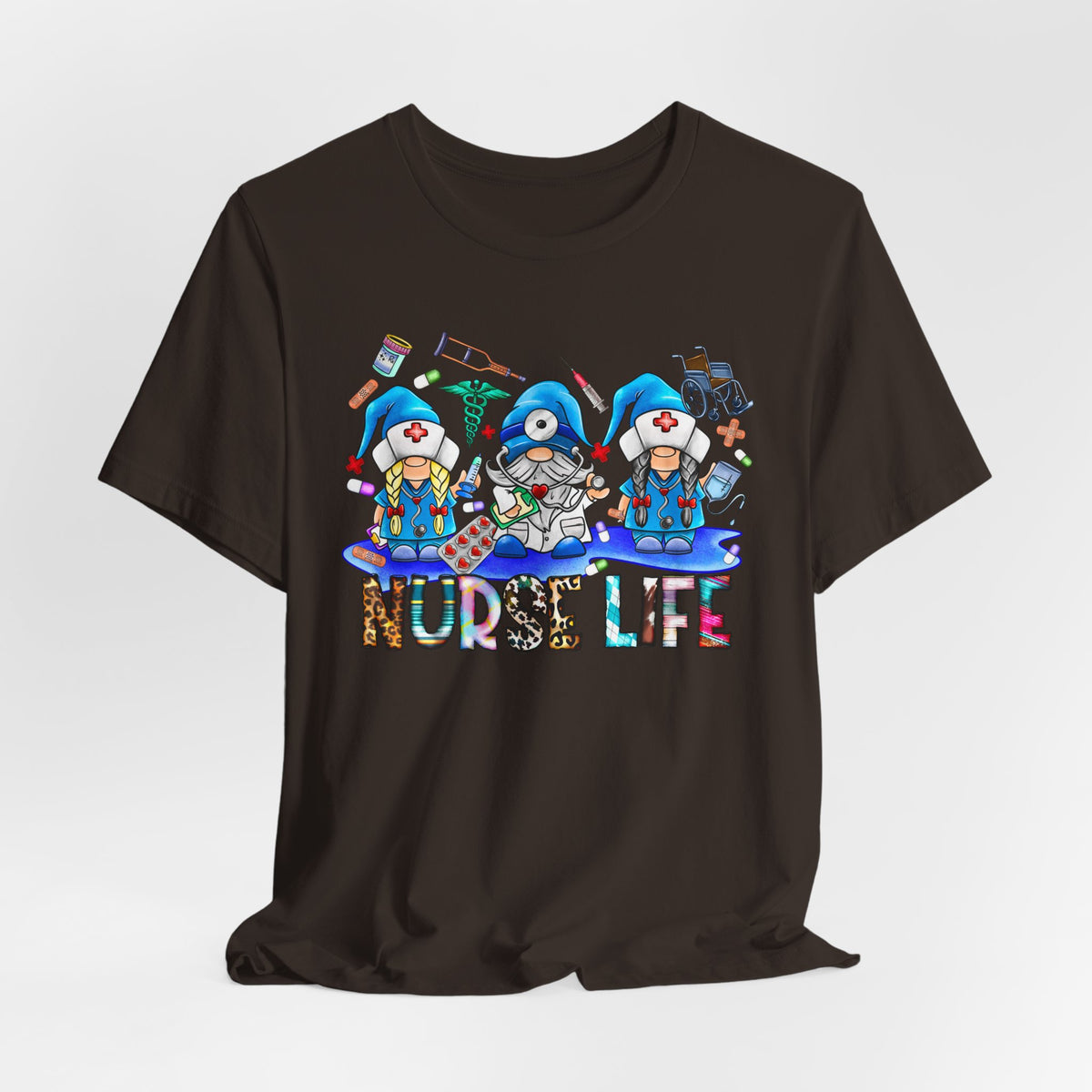 Nurse Life Graphic Tee – Cute Gnome Nurses Design