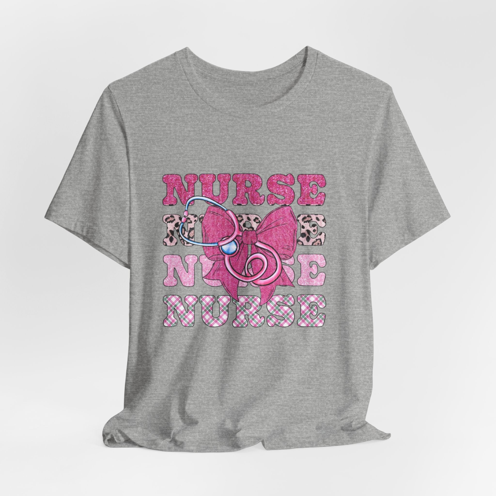 Nurse Life T-Shirt - Pink Stethoscope & Bow Graphic