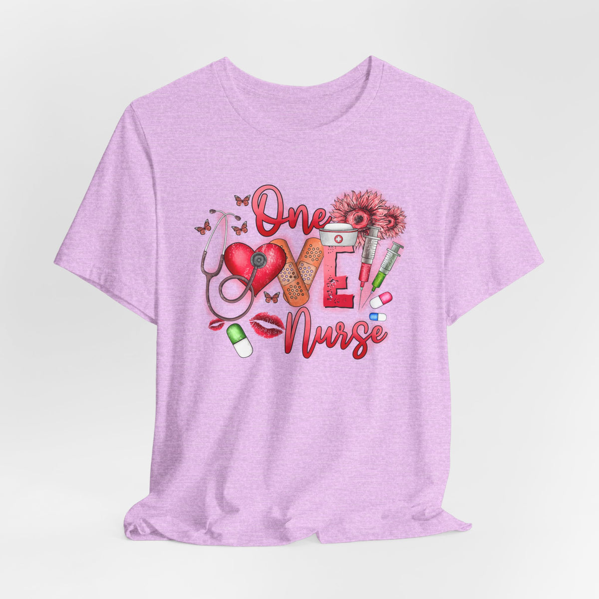 Nurse Tee — 'One Love Nurse' Floral Medical Graphic Shirt