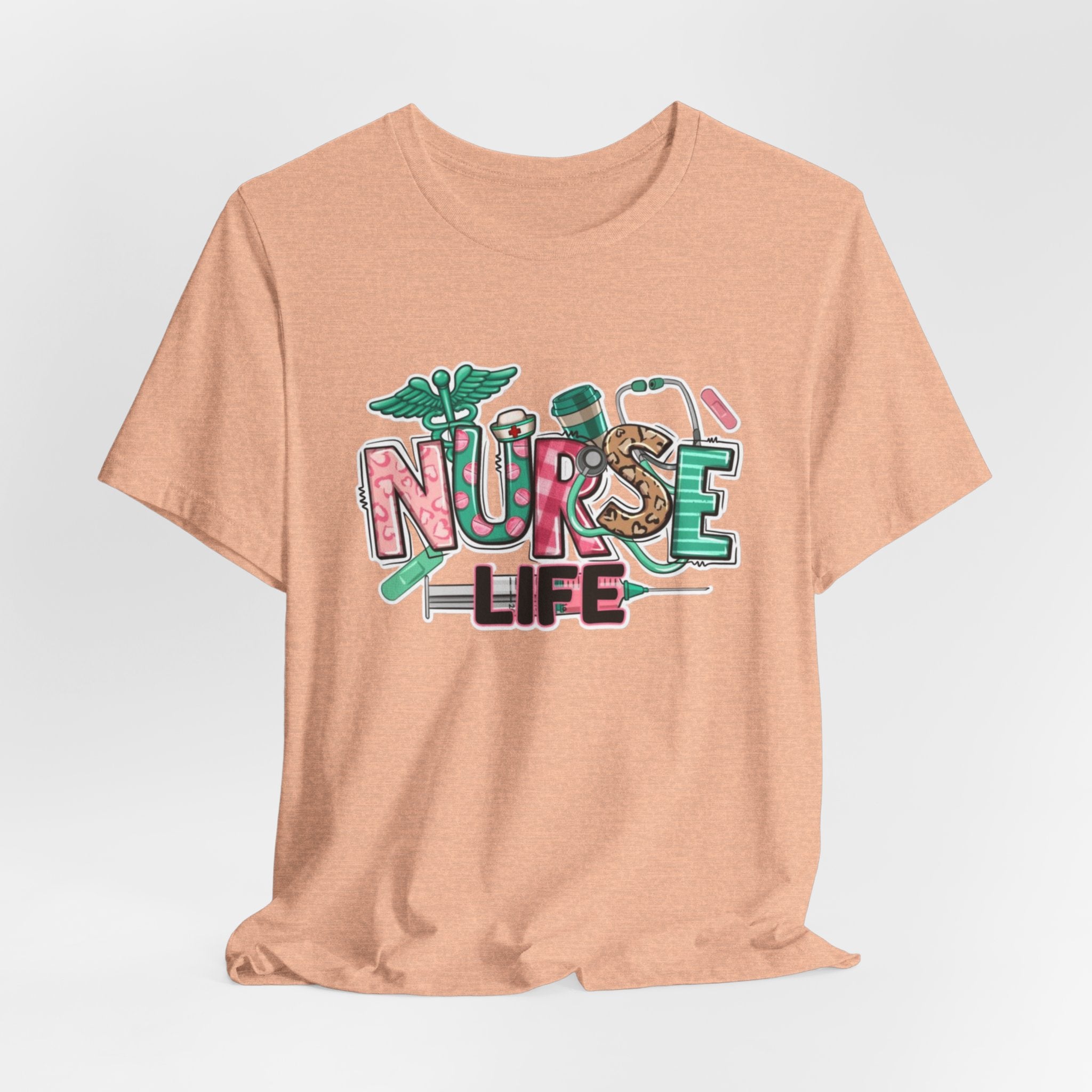 Nurse Life T-Shirt – Cute Medical Scrubs Tee with Stethoscope & Pill Graphic