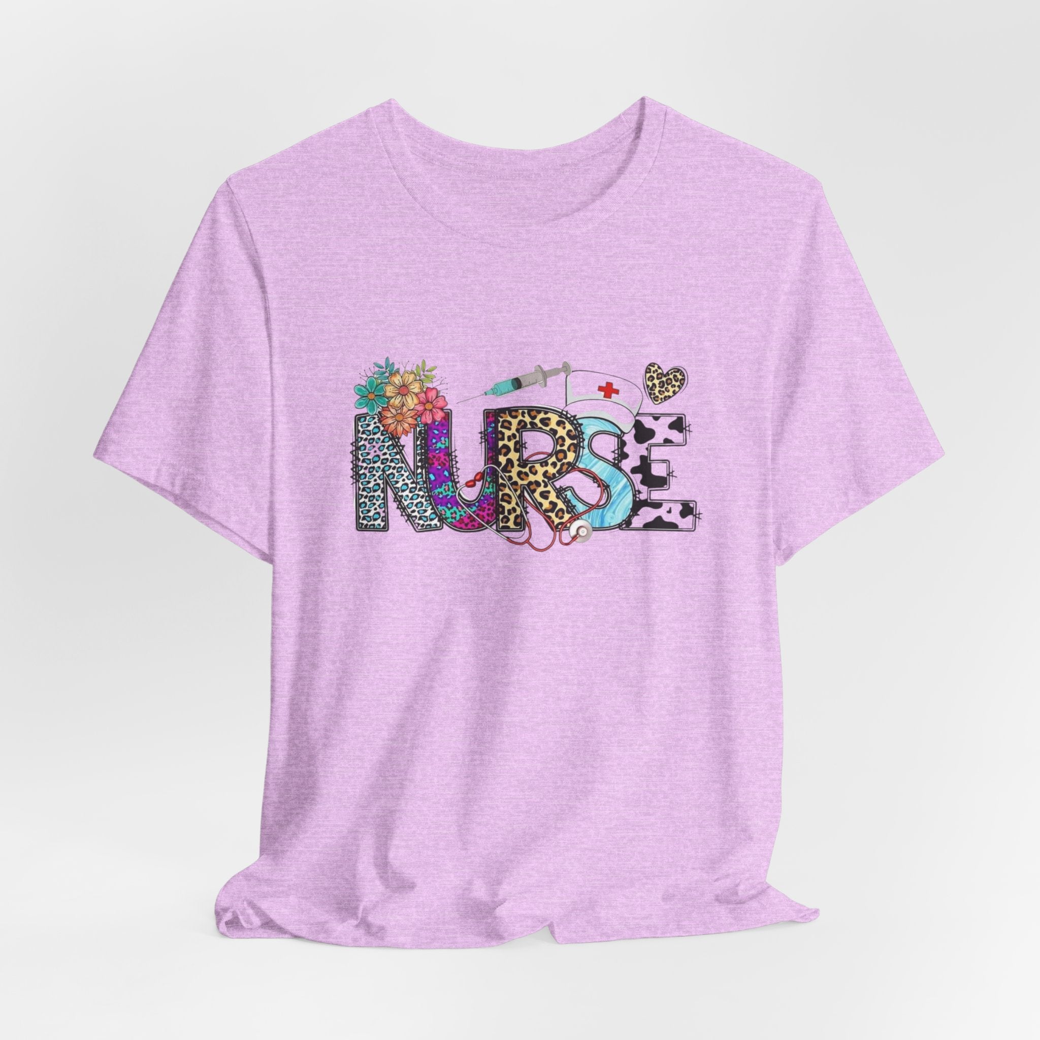 Nurse Floral & Leopard Graphic Tee — Cute Nursing Shirt