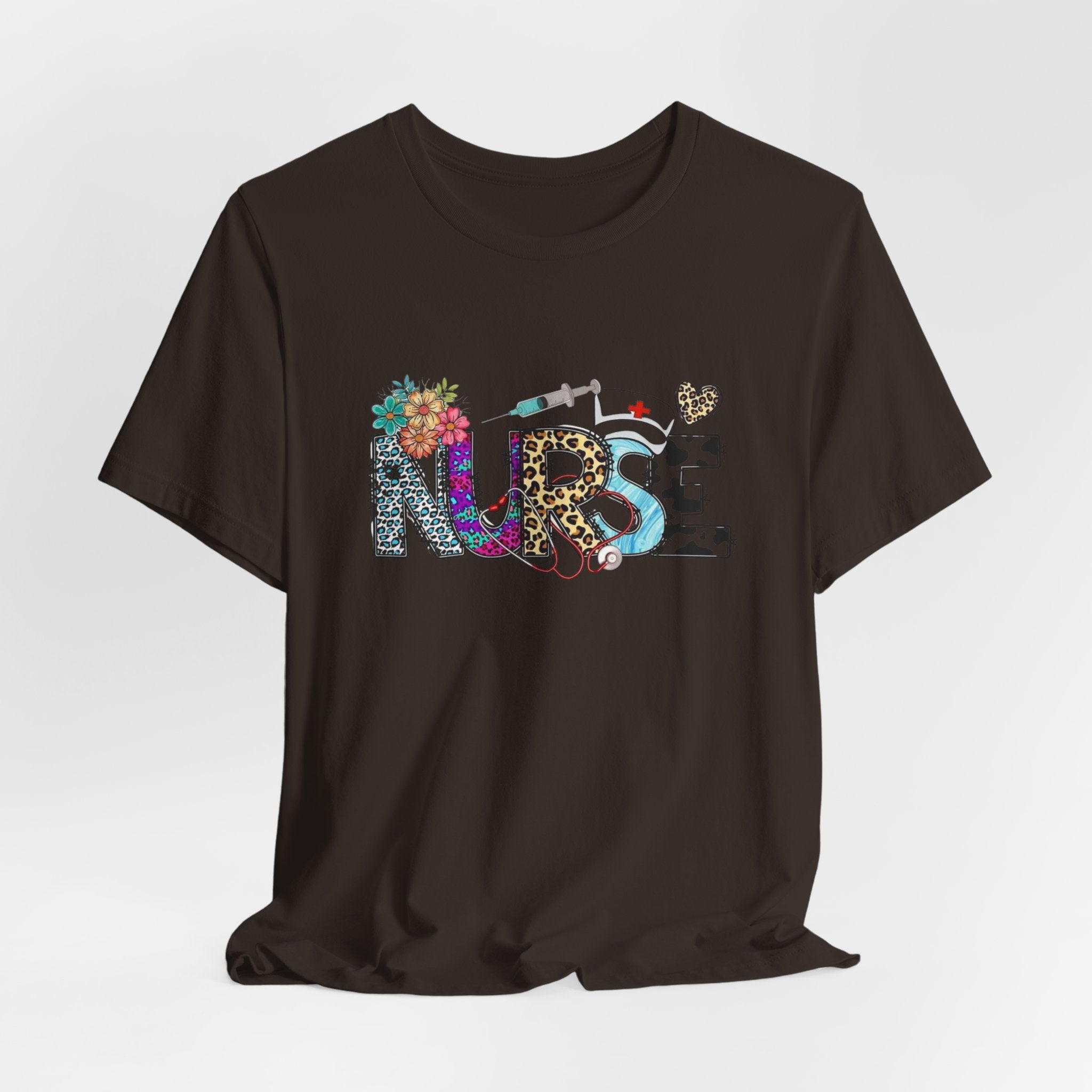 Nurse Floral & Leopard Graphic Tee — Cute Nursing Shirt