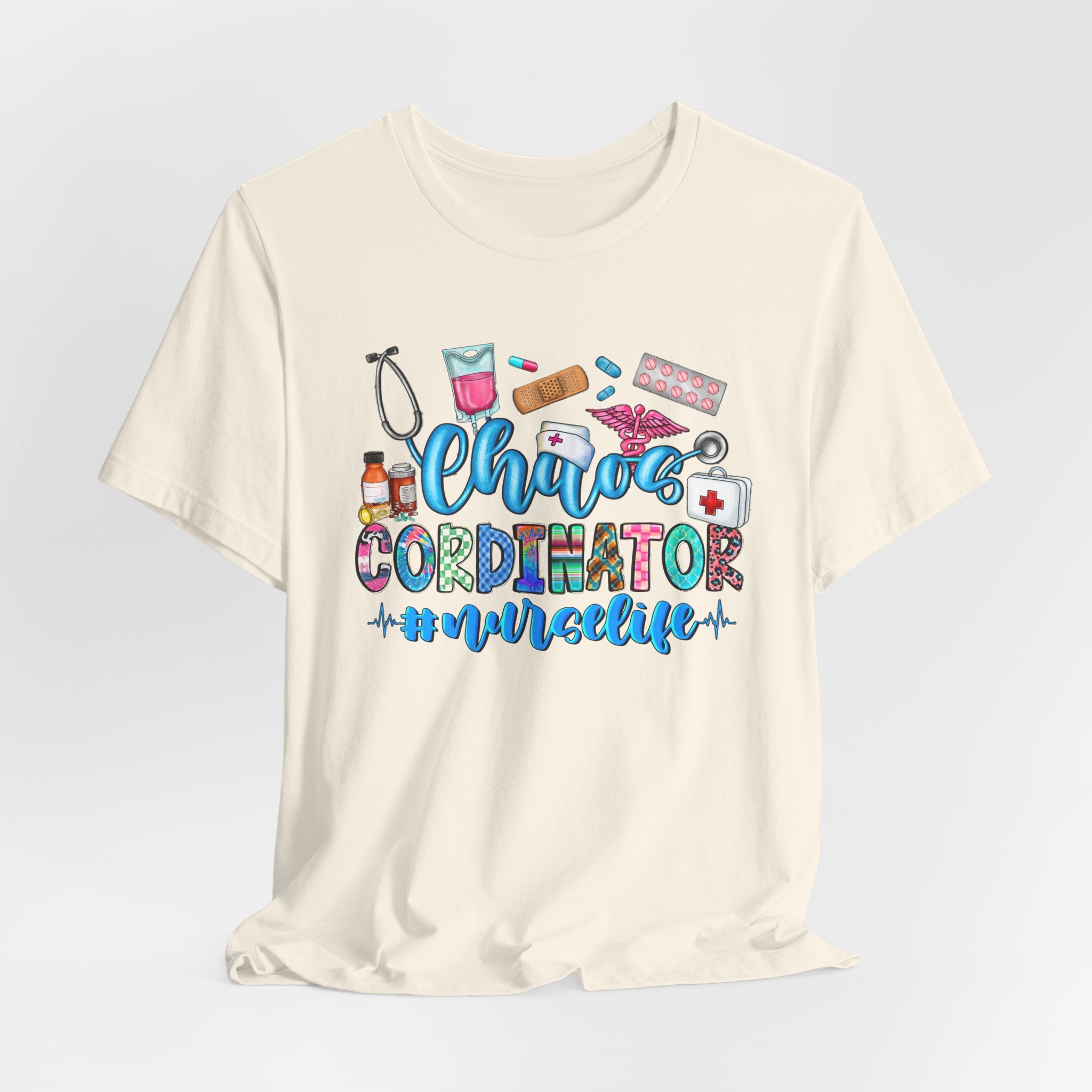 Chaos Coordinator Nurse T-Shirt – Cute Medical Icons Nursing Tee