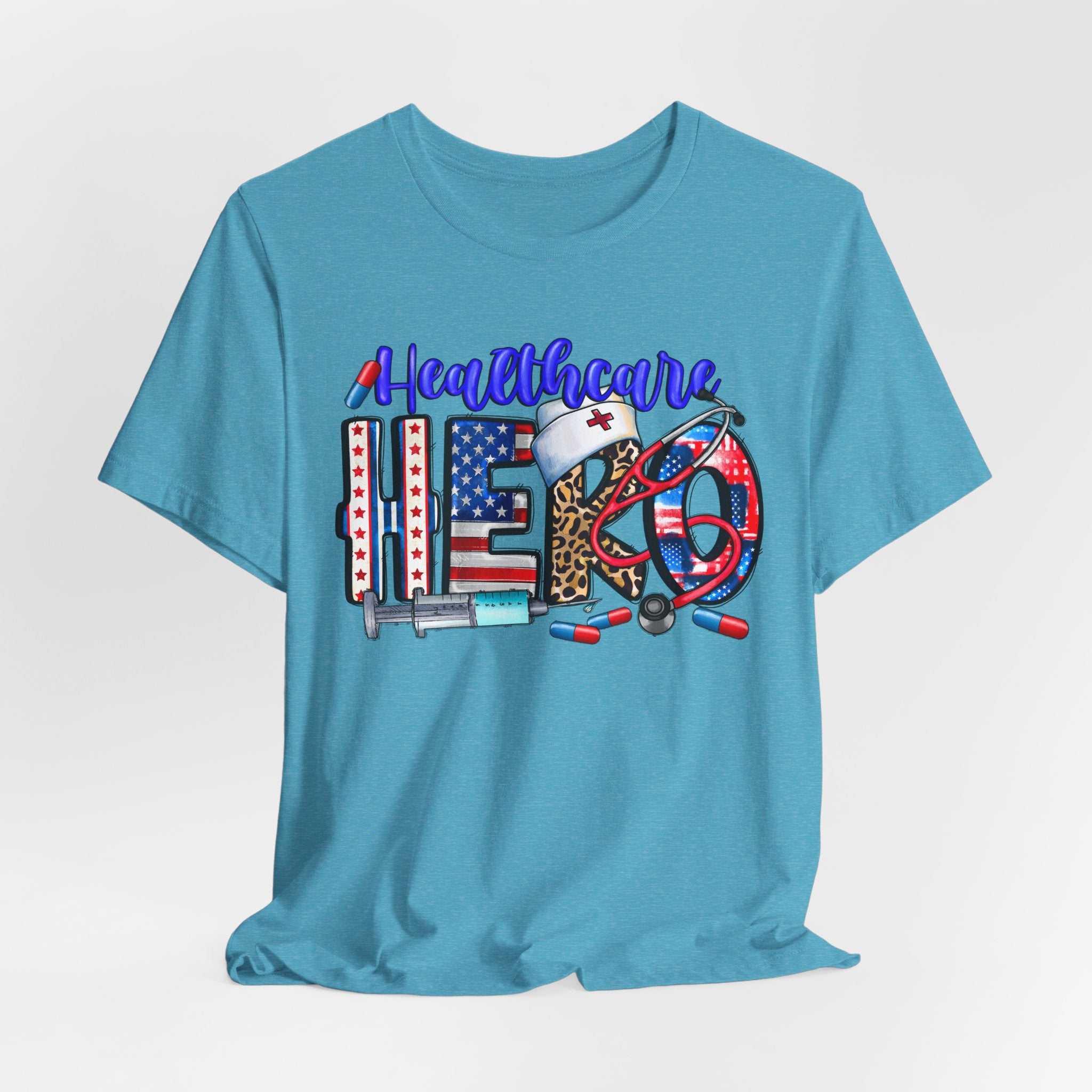 Healthcare Hero Tee — American Flag RN LPN Nursing Graphic T-Shirt