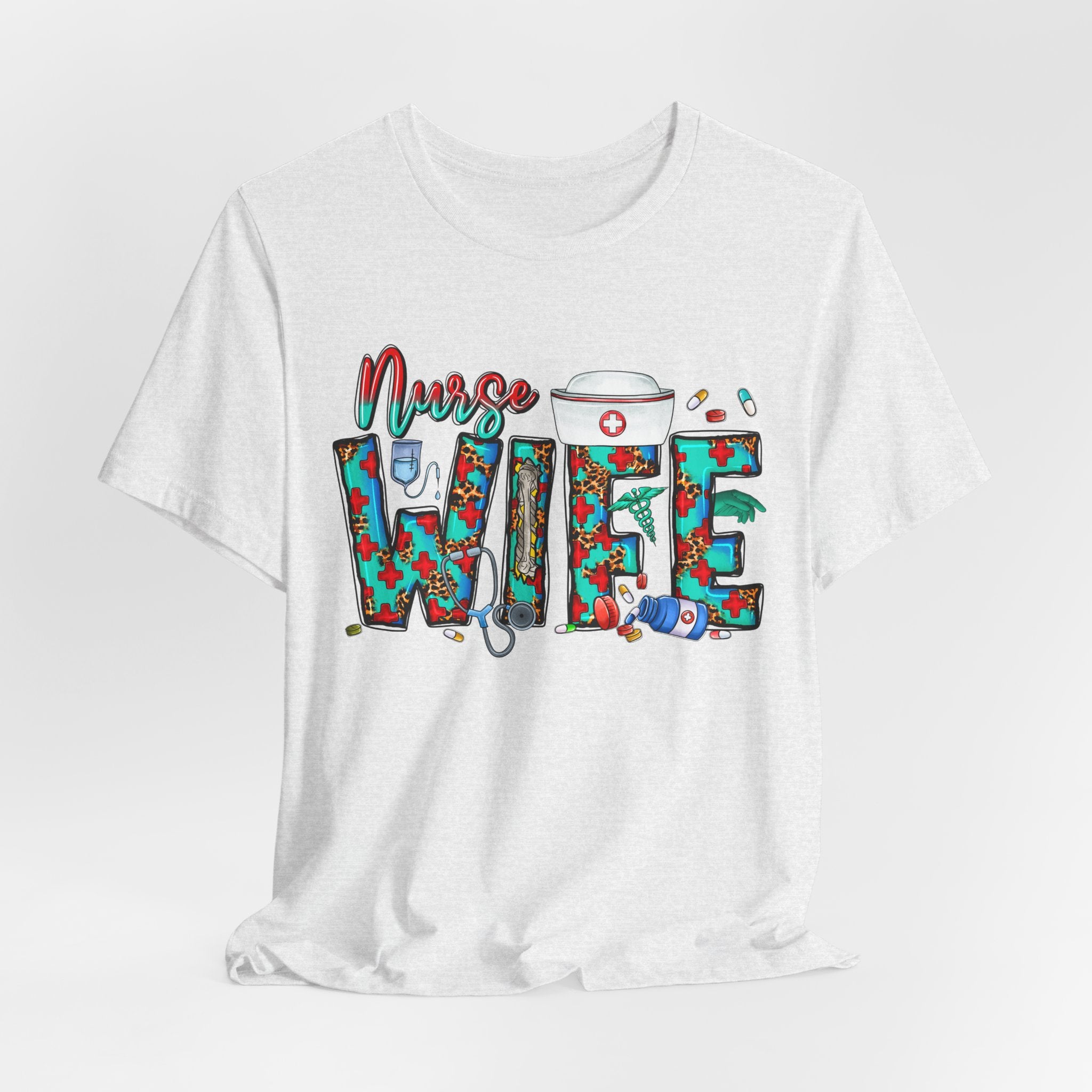 Nurse Wife T‑Shirt — Floral Medical Design Tee for Nursing Spouses