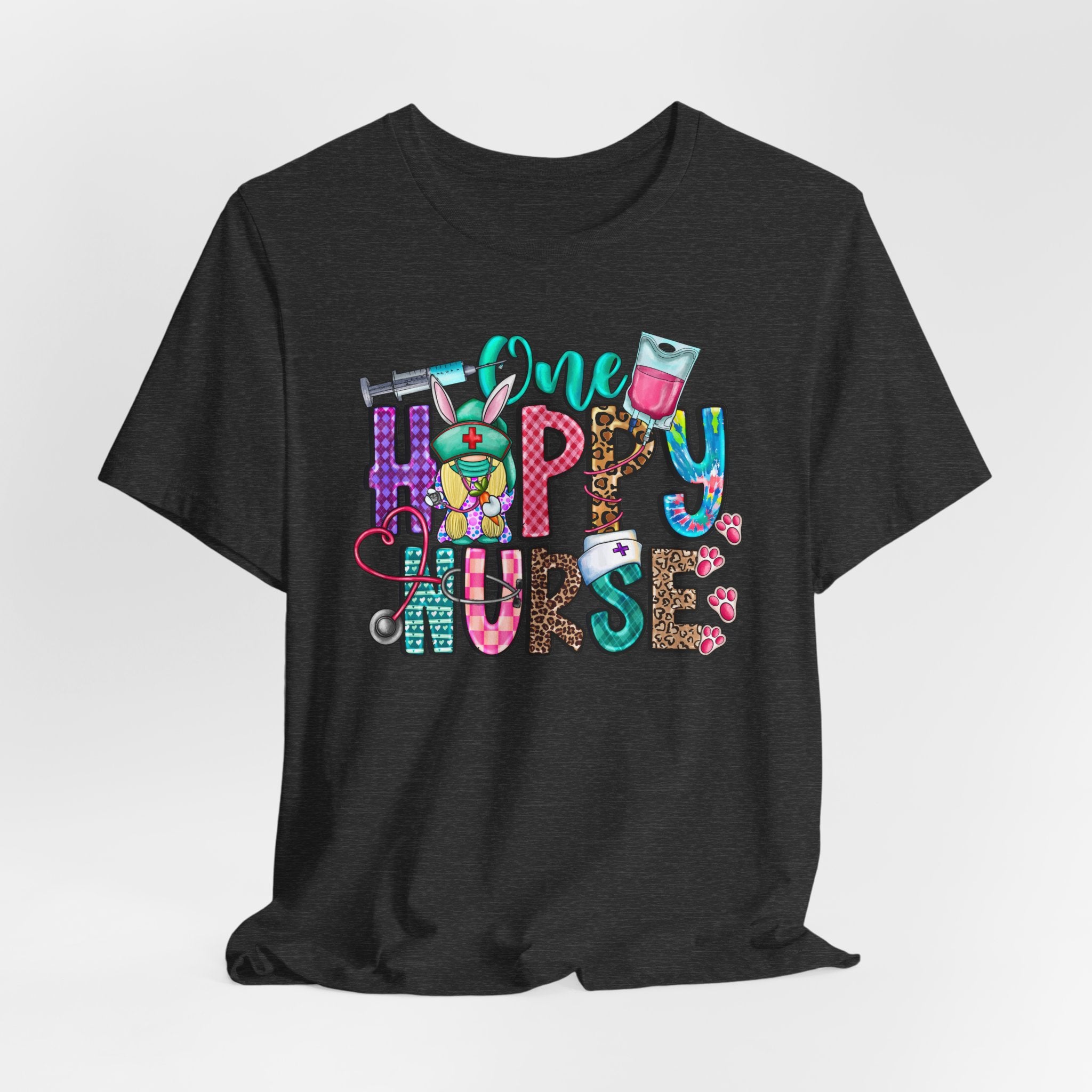 Happy Nurse Graphic Tee — Cute “One Happy Nurse” Scrubs Shirt