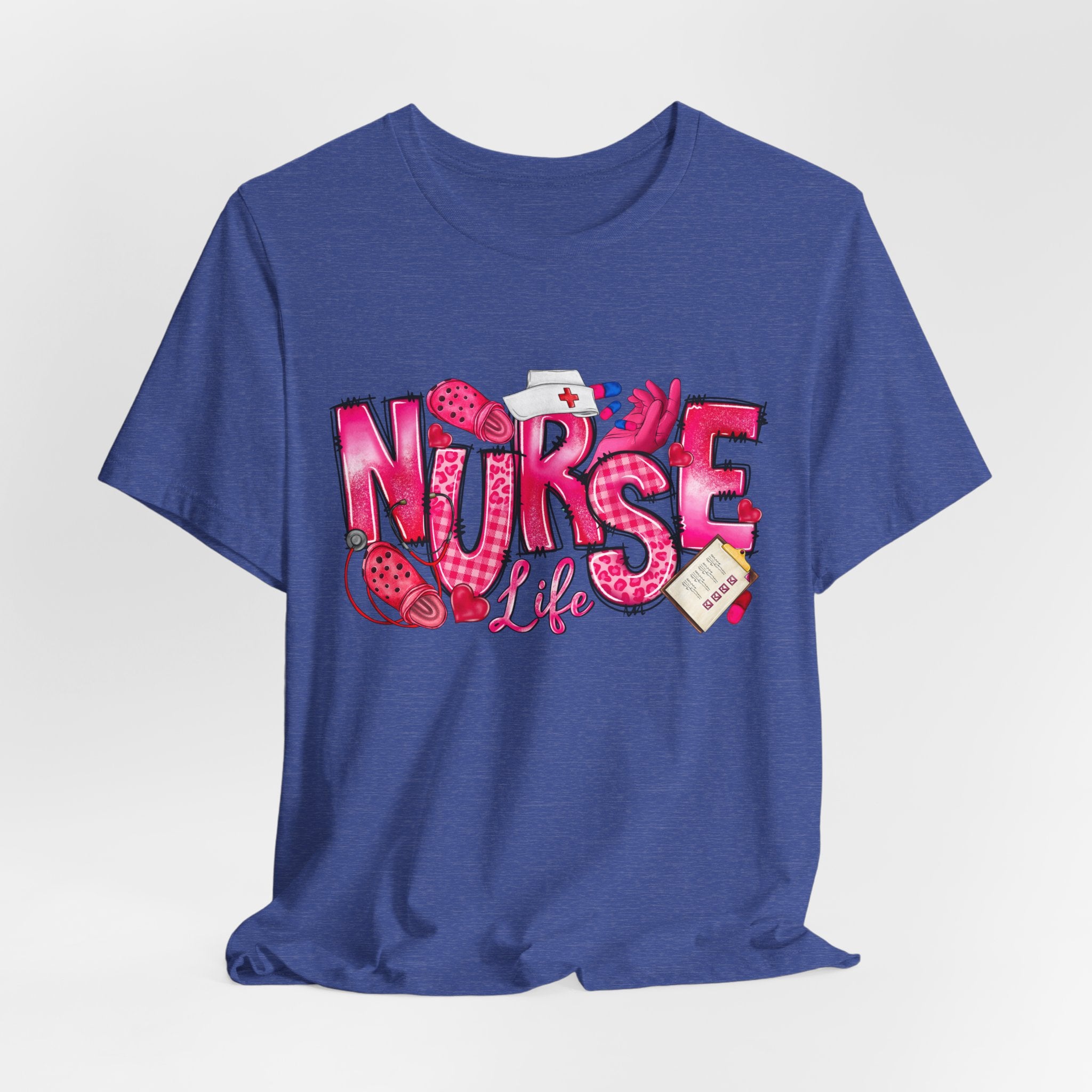 Nurse Life Graphic Tee - Pink Medical Icons