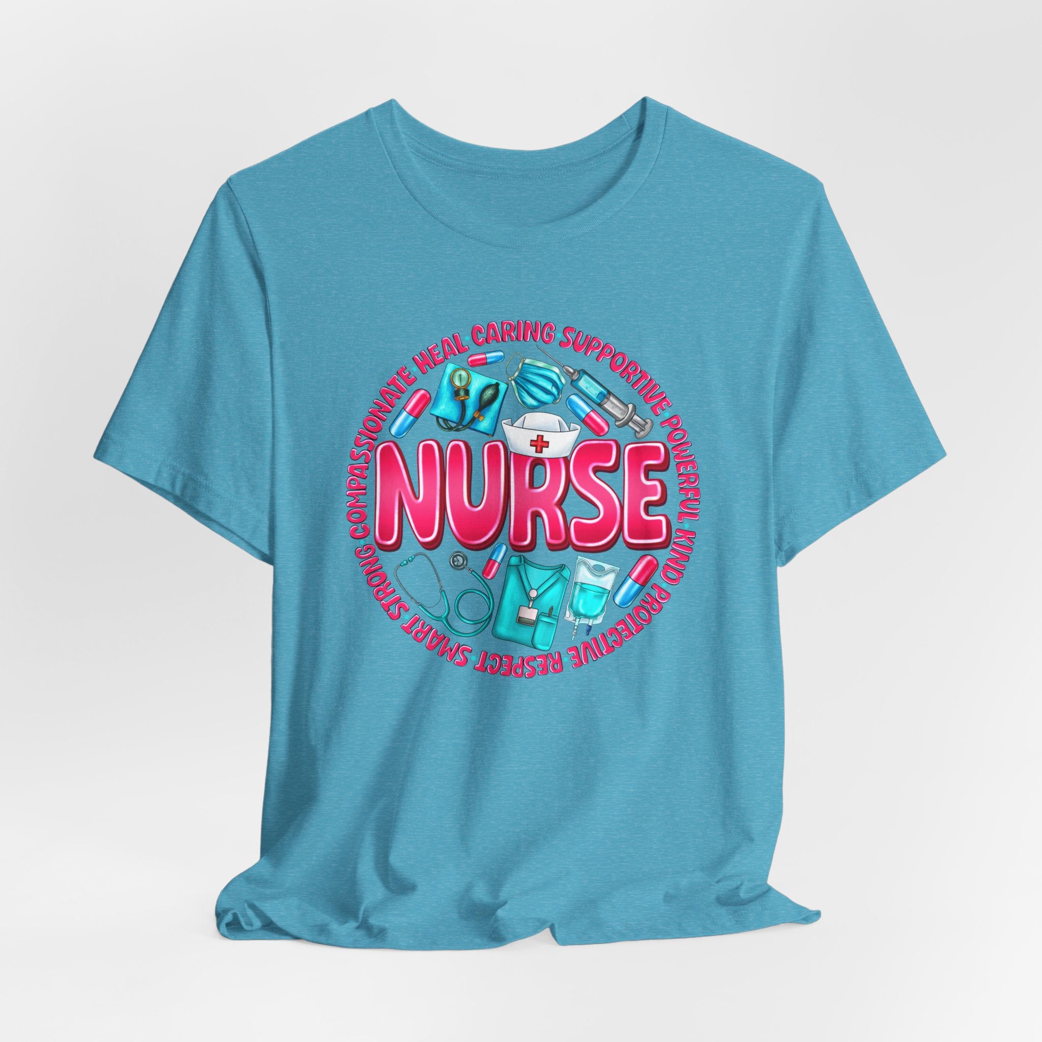 Nurse Graphic Tee – Cute Medical Icons & 'NURSE' Word Art