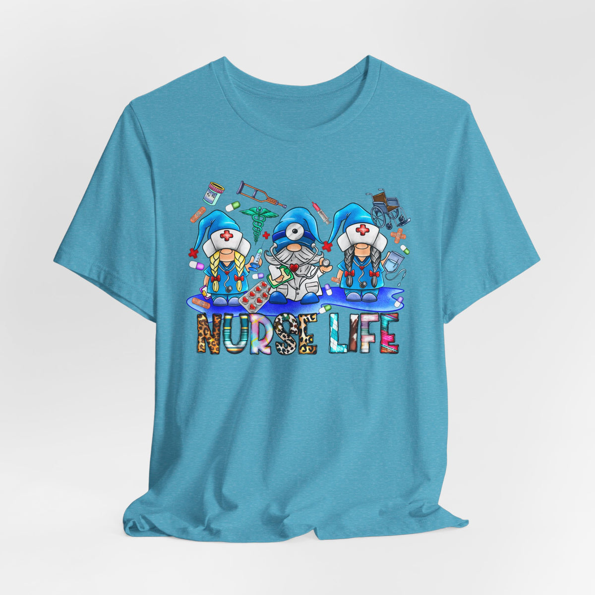 Nurse Life Graphic Tee – Cute Gnome Nurses Design