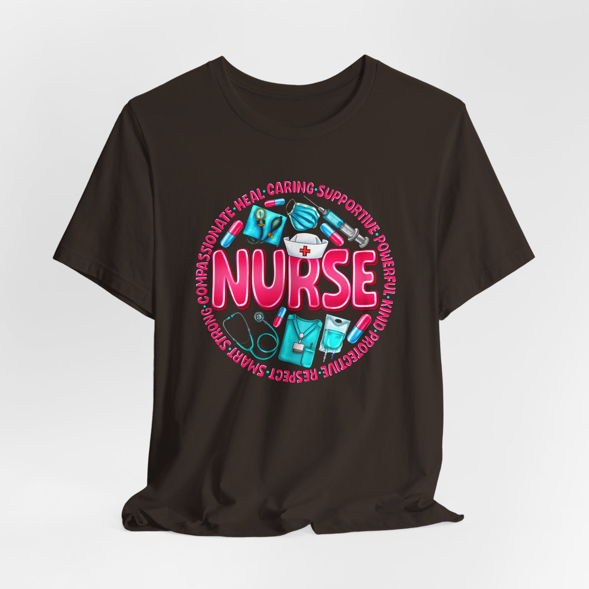 Nurse Graphic Tee – Cute Medical Icons & 'NURSE' Word Art