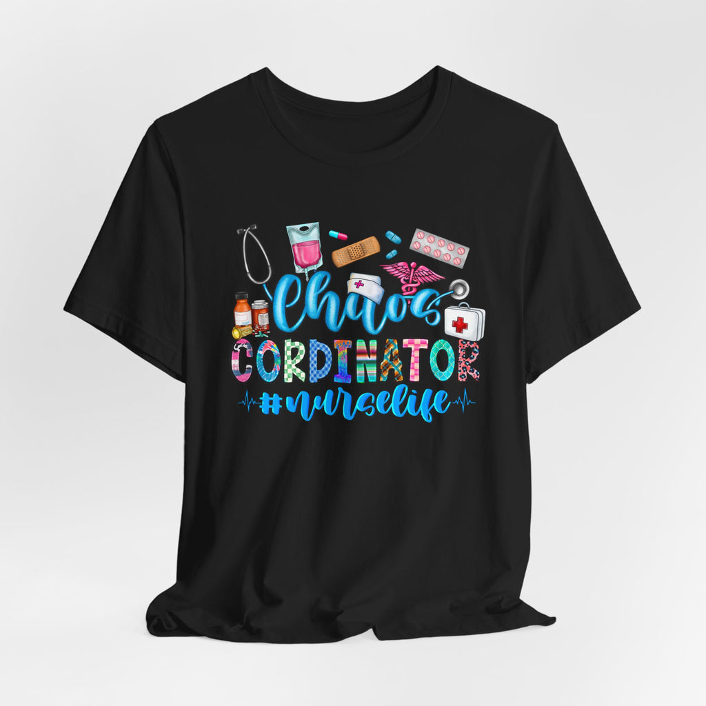 Chaos Coordinator Nurse T-Shirt – Cute Medical Icons Nursing Tee