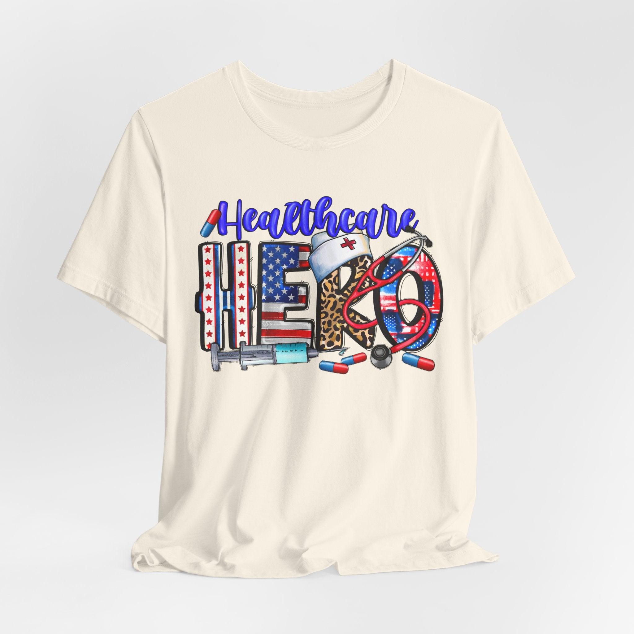 Healthcare Hero Tee — American Flag RN LPN Nursing Graphic T-Shirt