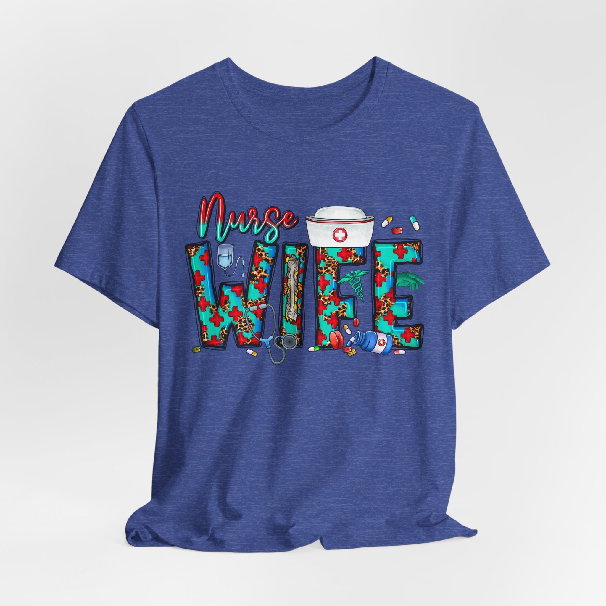 Nurse Wife T‑Shirt — Floral Medical Design Tee for Nursing Spouses