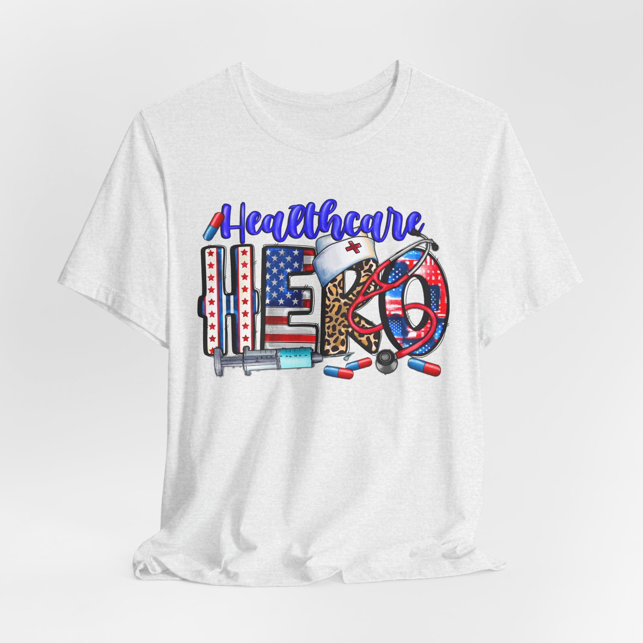 Healthcare Hero Tee — American Flag RN LPN Nursing Graphic T-Shirt