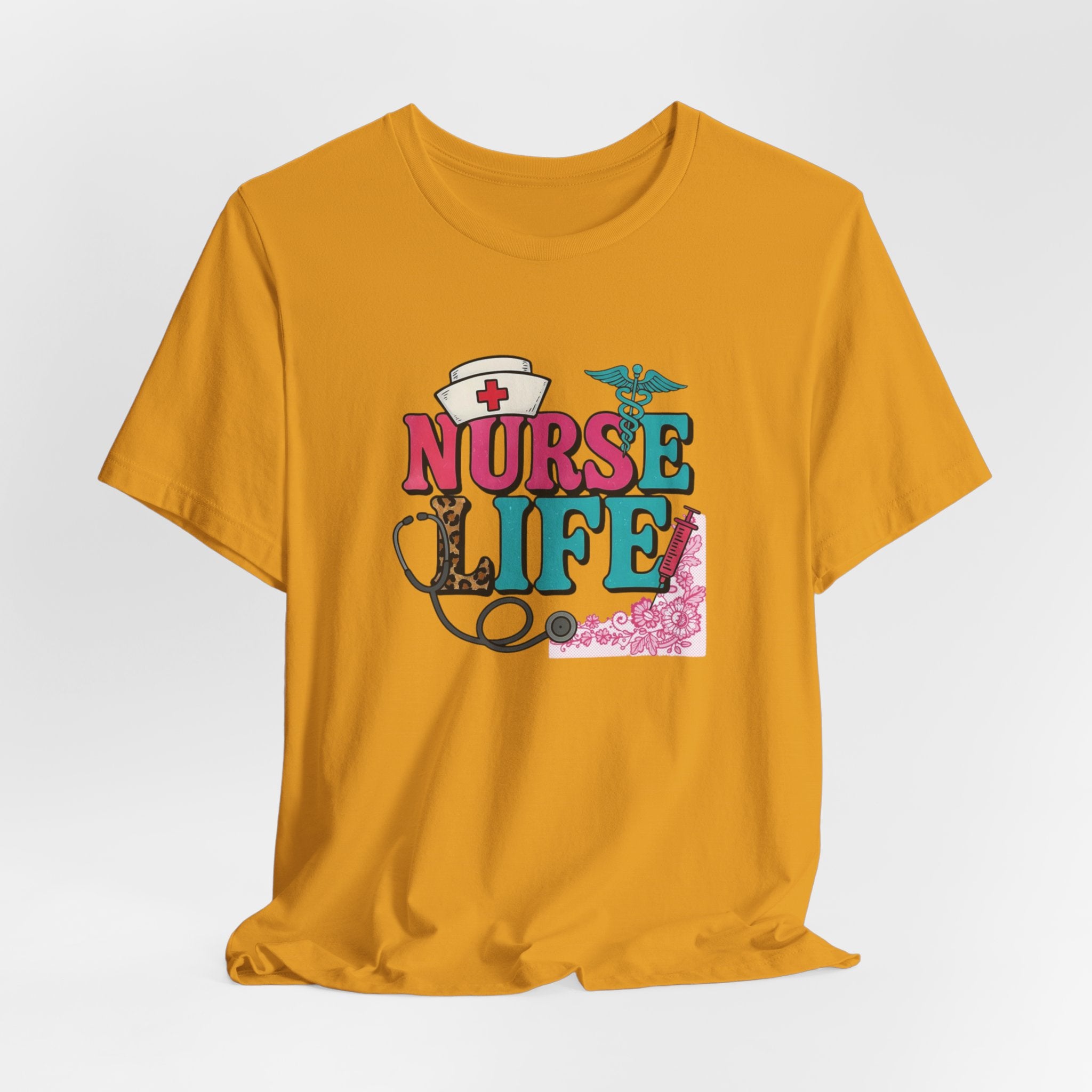 Nurse Life Graphic Tee – Cute Floral Stethoscope Nursing Shirt