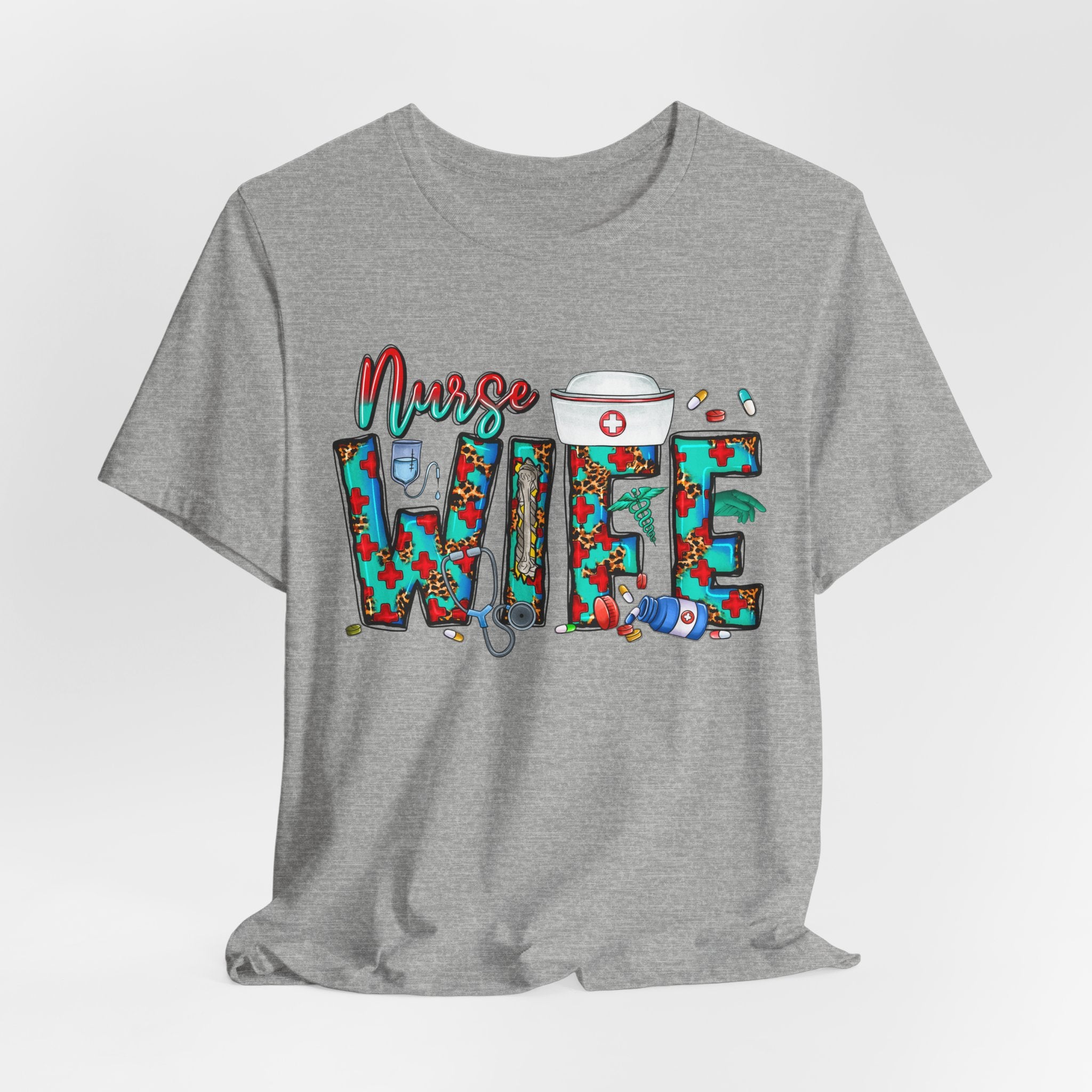 Nurse Wife T‑Shirt — Floral Medical Design Tee for Nursing Spouses