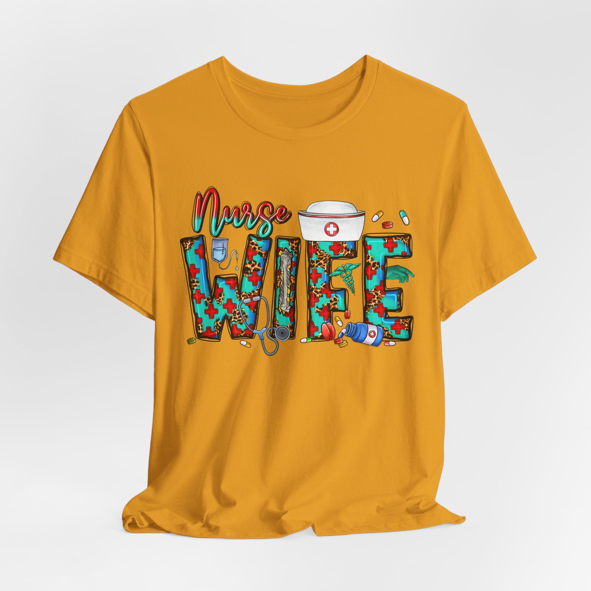 Nurse Wife T‑Shirt — Floral Medical Design Tee for Nursing Spouses