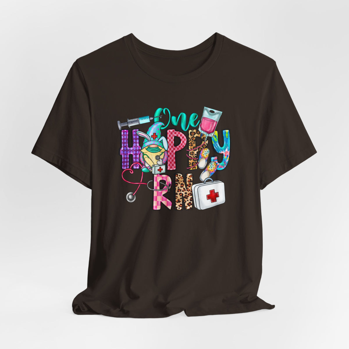 Nurse 'One Happy RN' Graphic Tee – Cute Colorful Nursing T-Shirt
